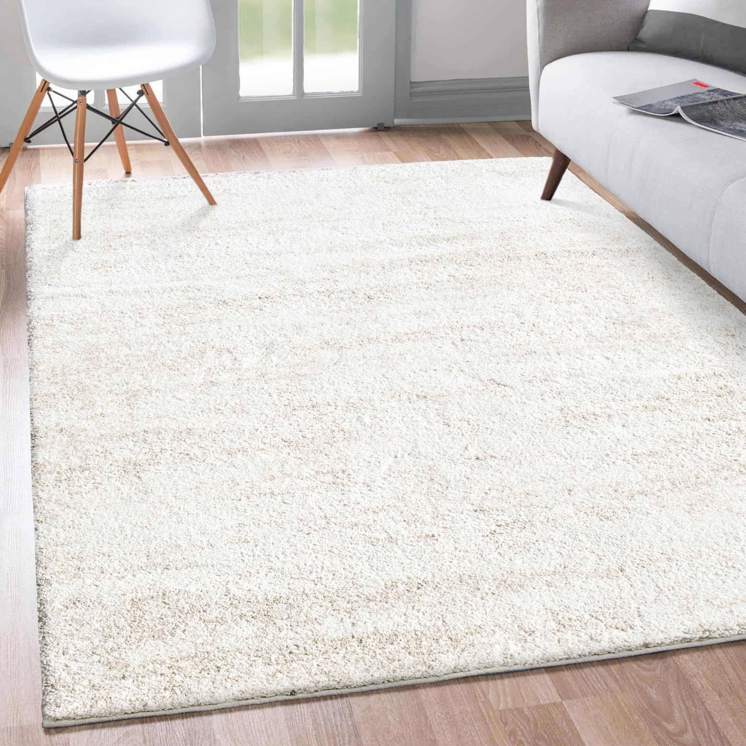 Orian Rugs Cloud 19 Solid Mix Cream Solid Stain Resistant Area Rug