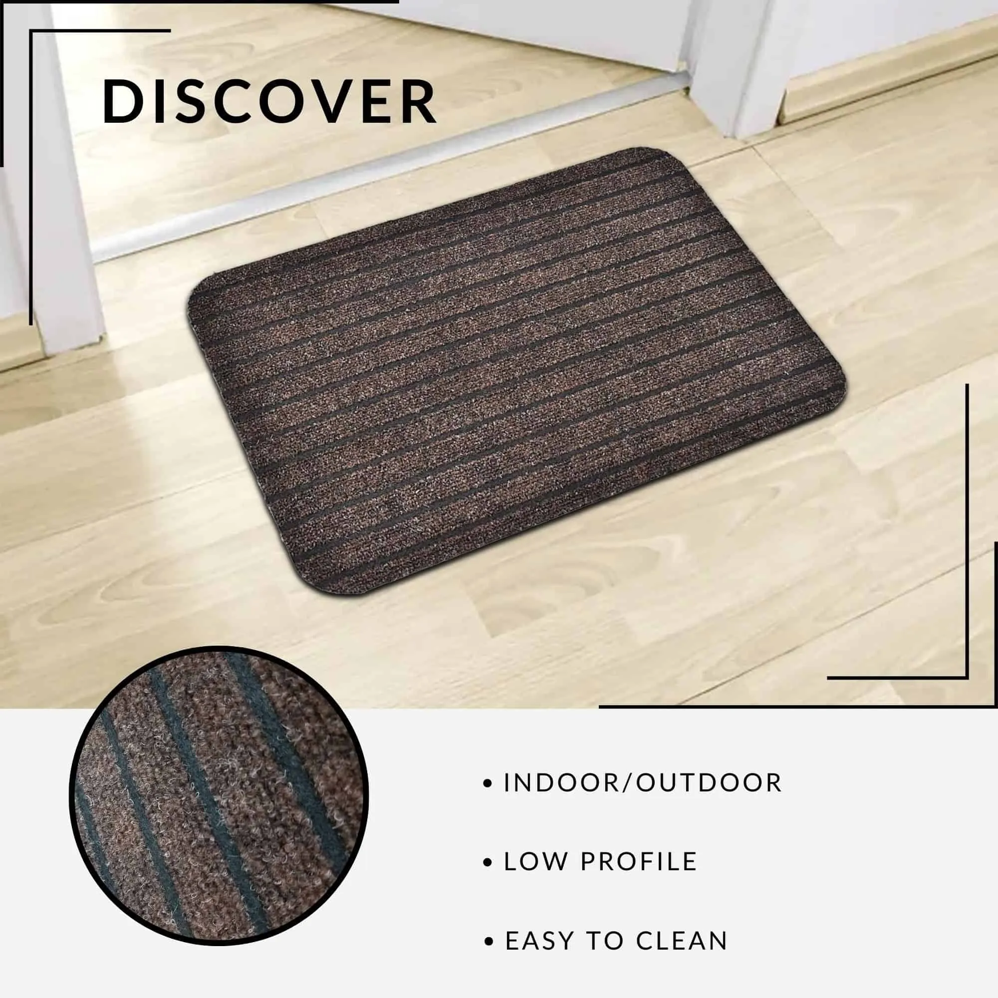 Outdoor Front Door Mat Chloe Polypropylene Latex Rug 24x16 Brown