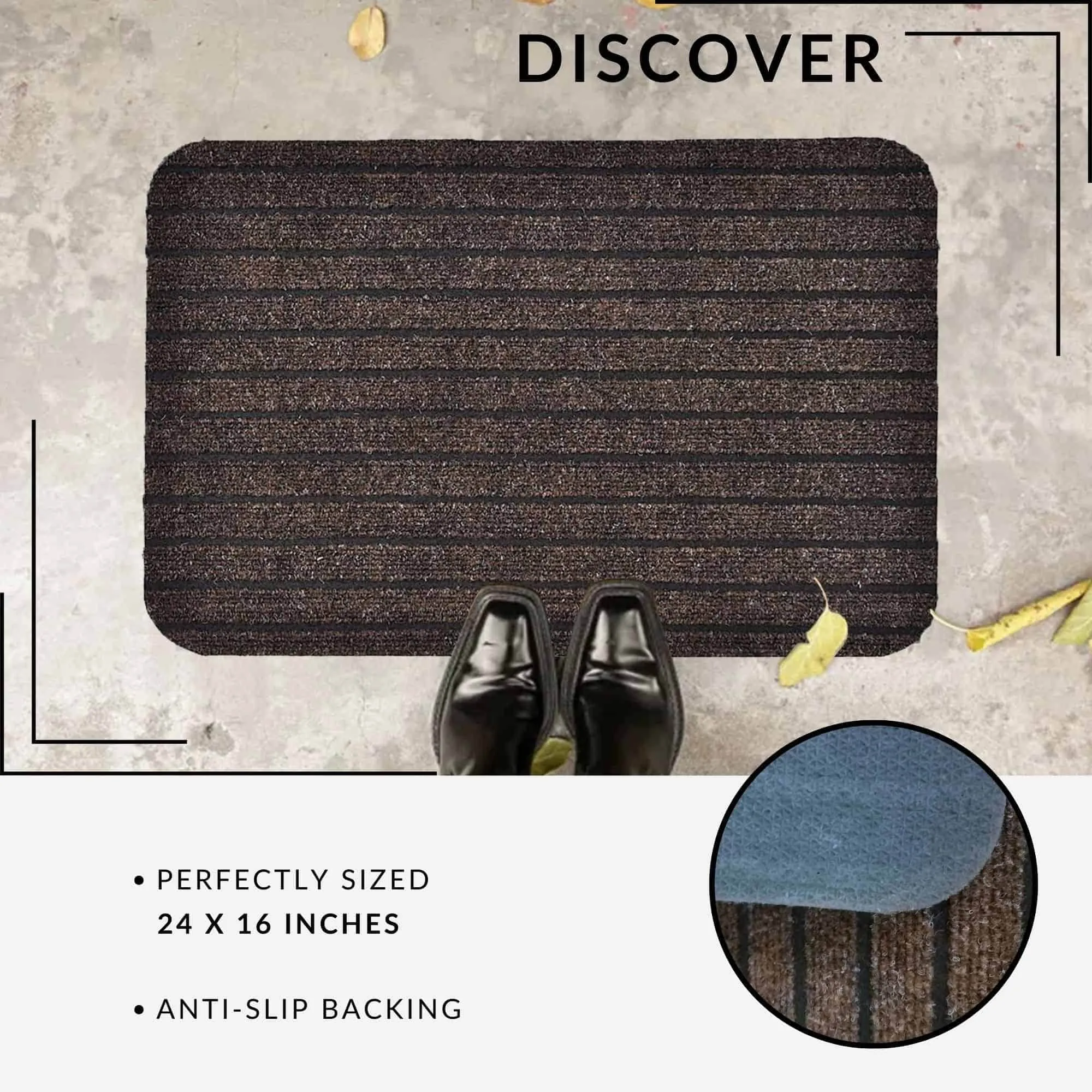 Outdoor Front Door Mat Chloe Polypropylene Latex Rug 24x16 Brown