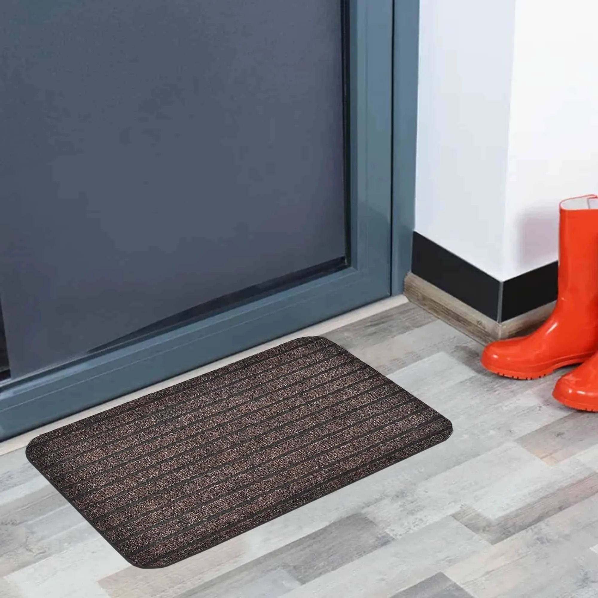 Outdoor Front Door Mat Chloe Polypropylene Latex Rug 24x16 Brown