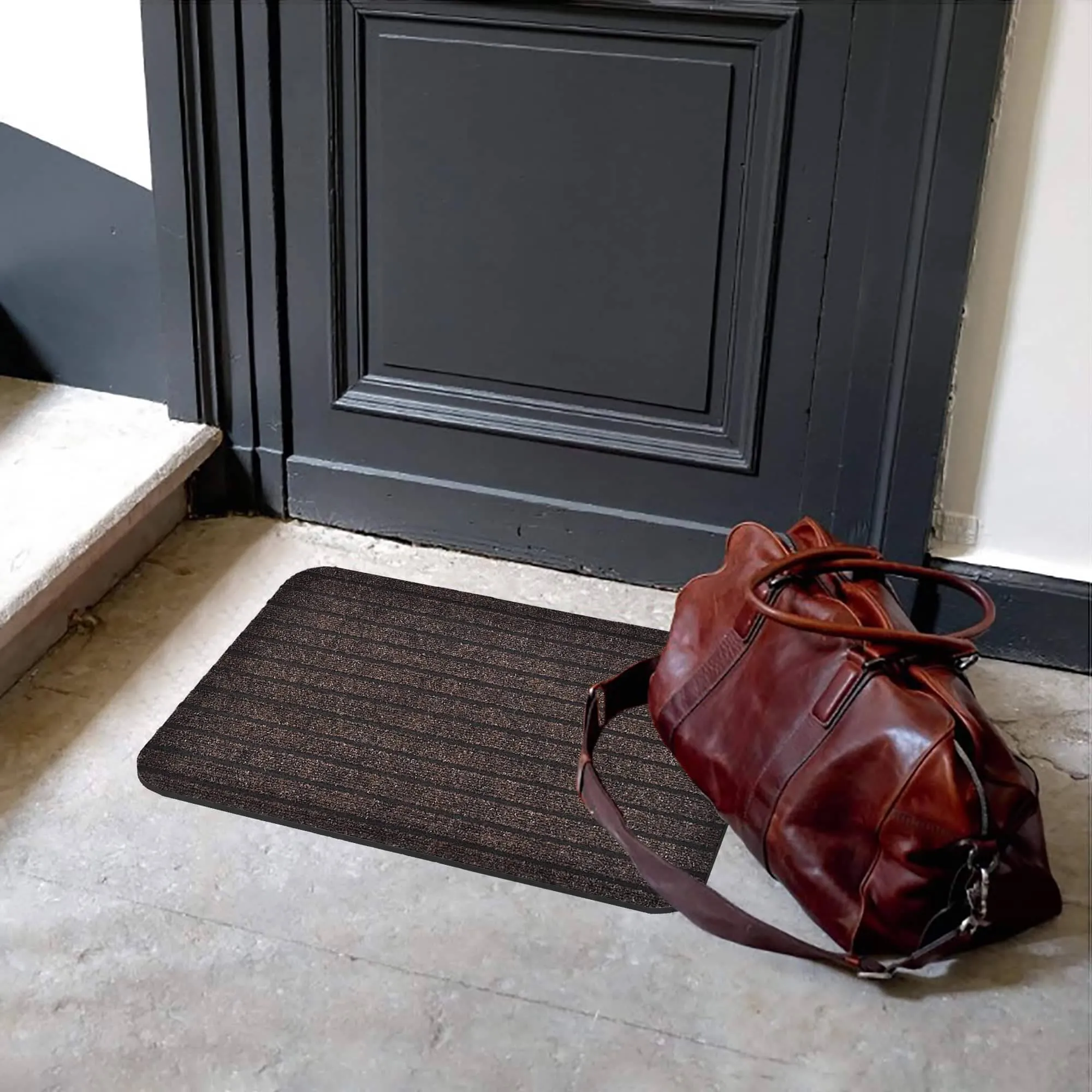Outdoor Front Door Mat Chloe Polypropylene Latex Rug 24x16 Brown