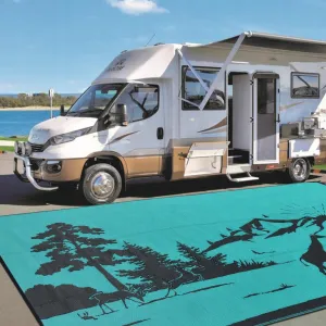 Outdoor Reversible Rugs for Garden Patio Camping Waterproof RV Rug
