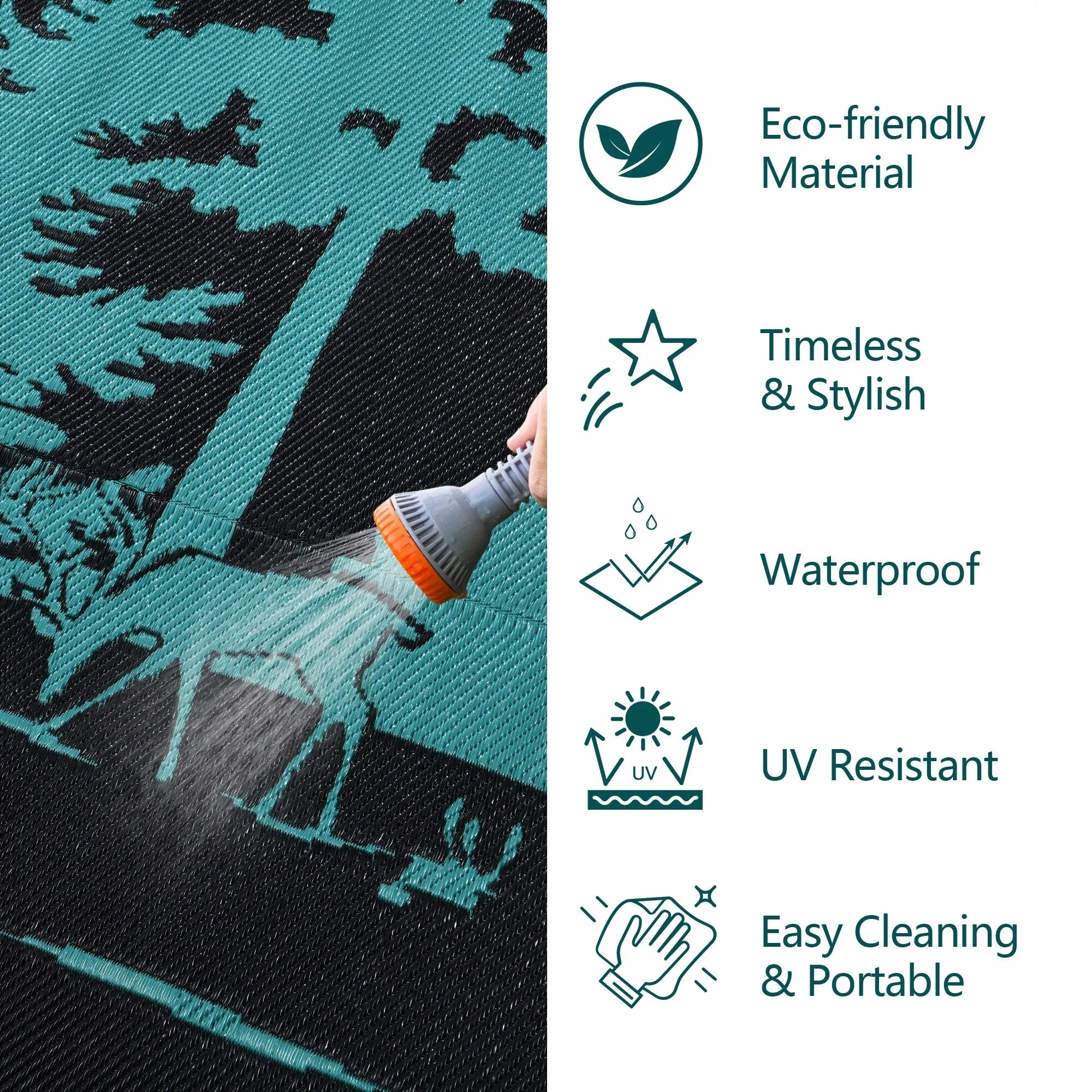 Outdoor Reversible Rugs for Garden Patio Camping Waterproof RV Rug