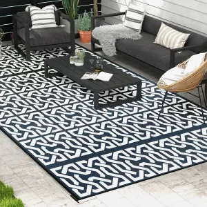 Outsunny Reversible Outdoor Rug. 9' x 18' Waterproof Plastic Straw Floor Mat. Portable RV Camping Carpet - 9' x 18'