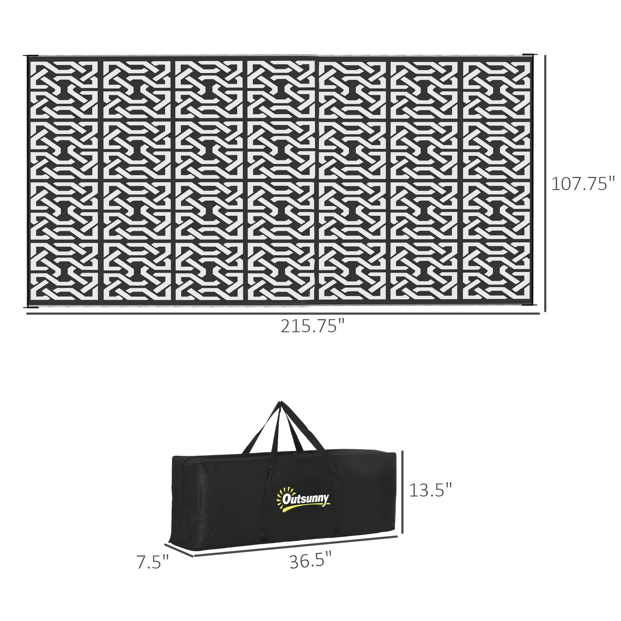 Outsunny Reversible Outdoor Rug. 9' x 18' Waterproof Plastic Straw Floor Mat. Portable RV Camping Carpet - 9' x 18'