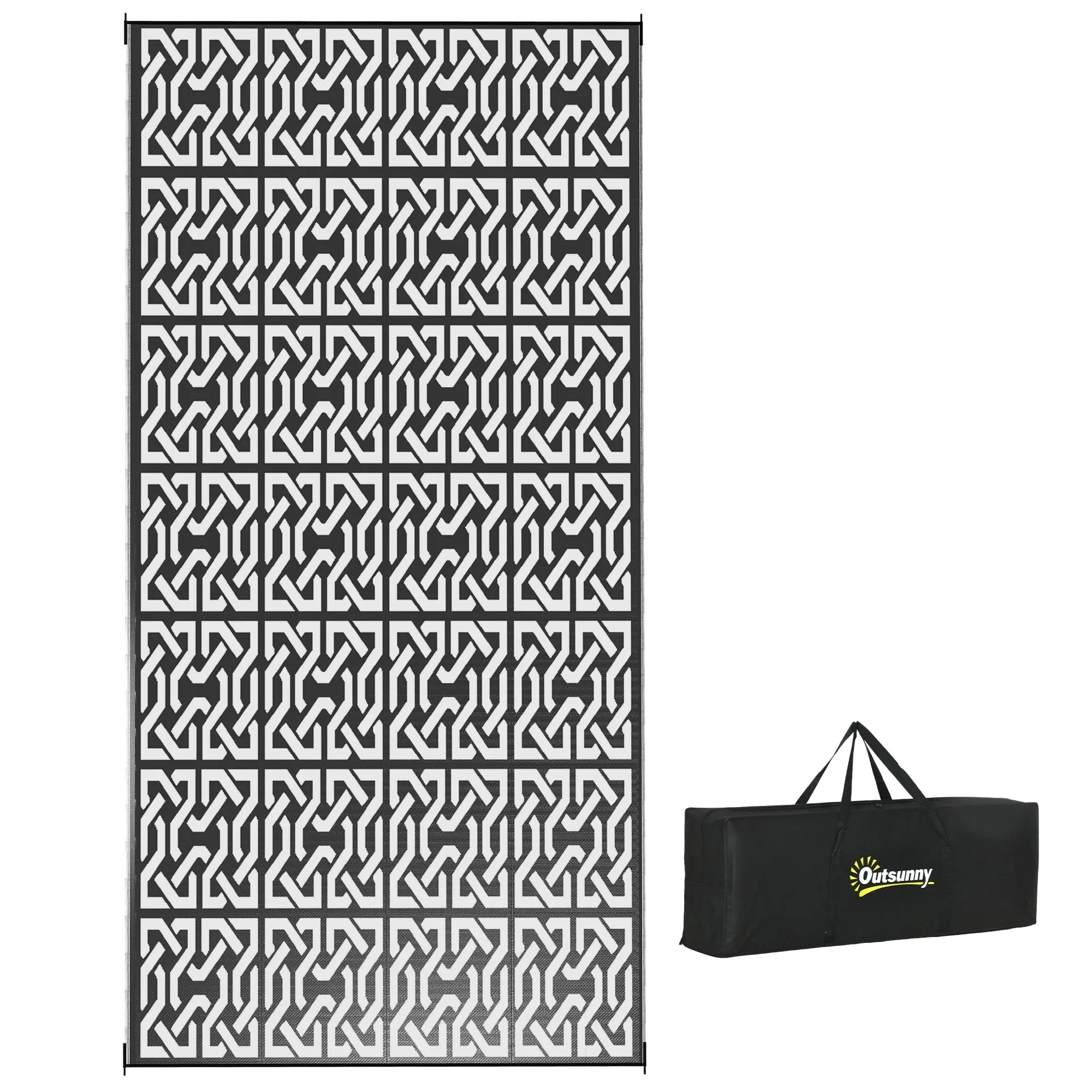 Outsunny Reversible Outdoor Rug. 9' x 18' Waterproof Plastic Straw Floor Mat. Portable RV Camping Carpet - 9' x 18'