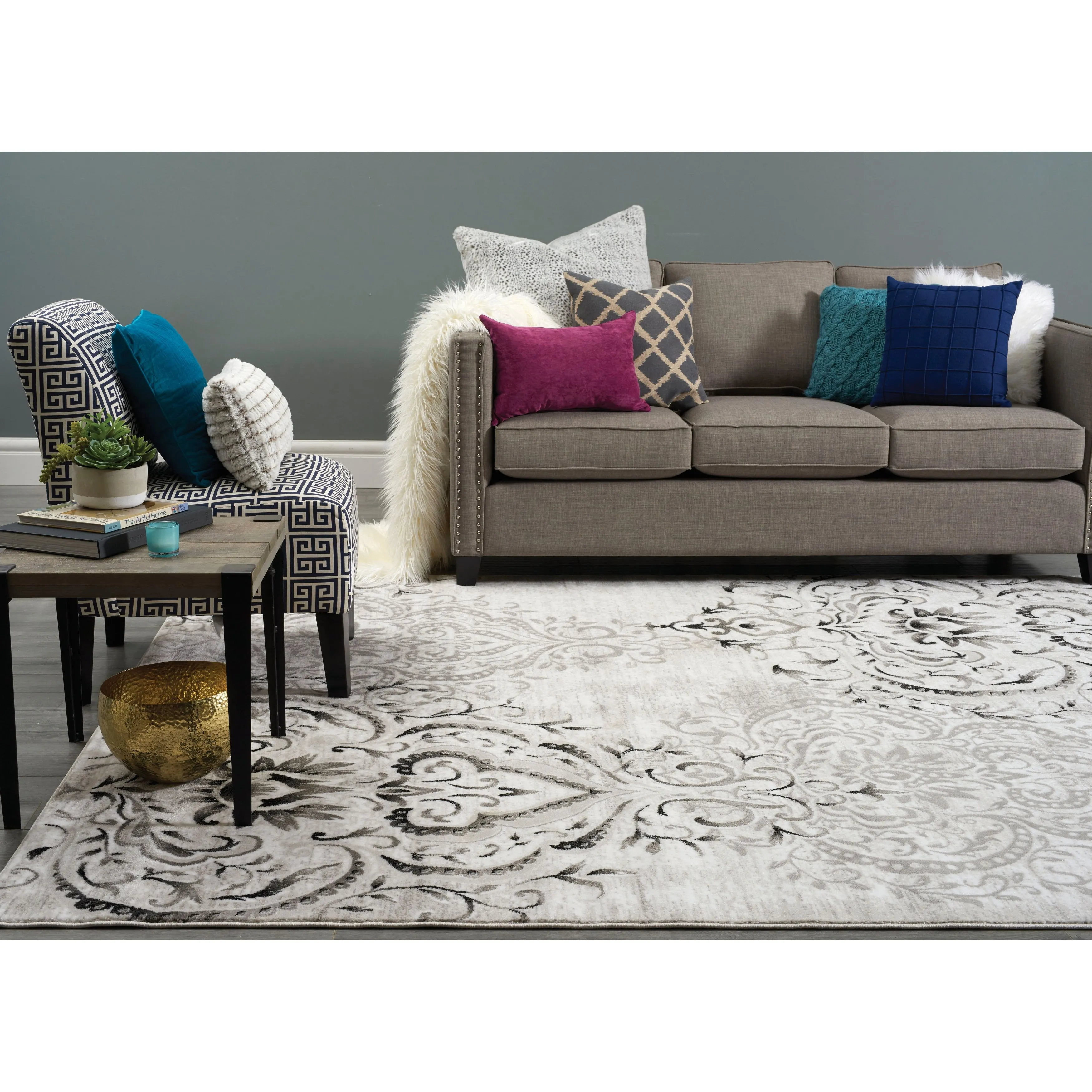 Perry Collection - Venetian Silver Damask Rug