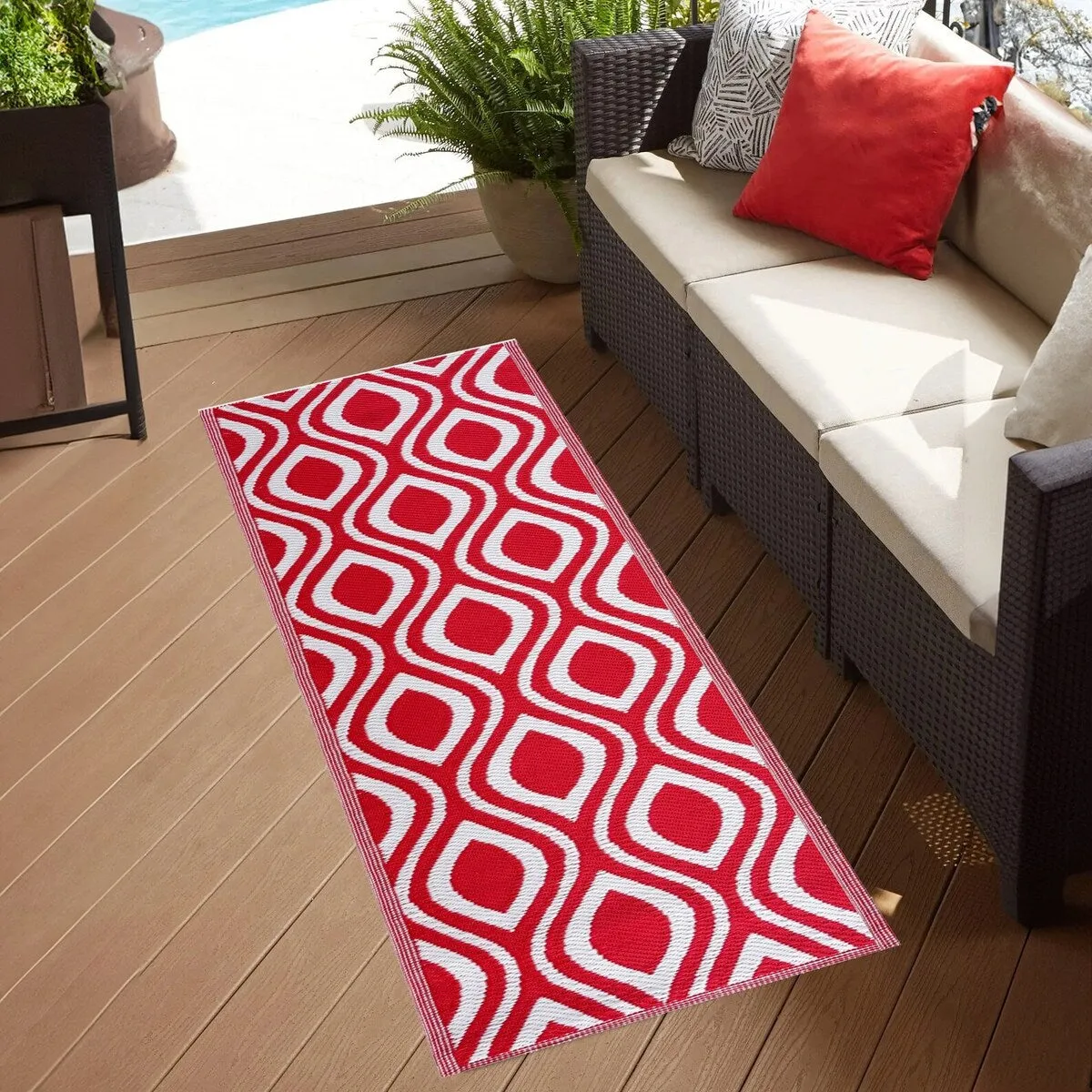 Playa Rug Outdoor Recycled Reversible Plastic Folded Mat/Rug Venice Collection Lightweight & Weather. Water and UV Resistant