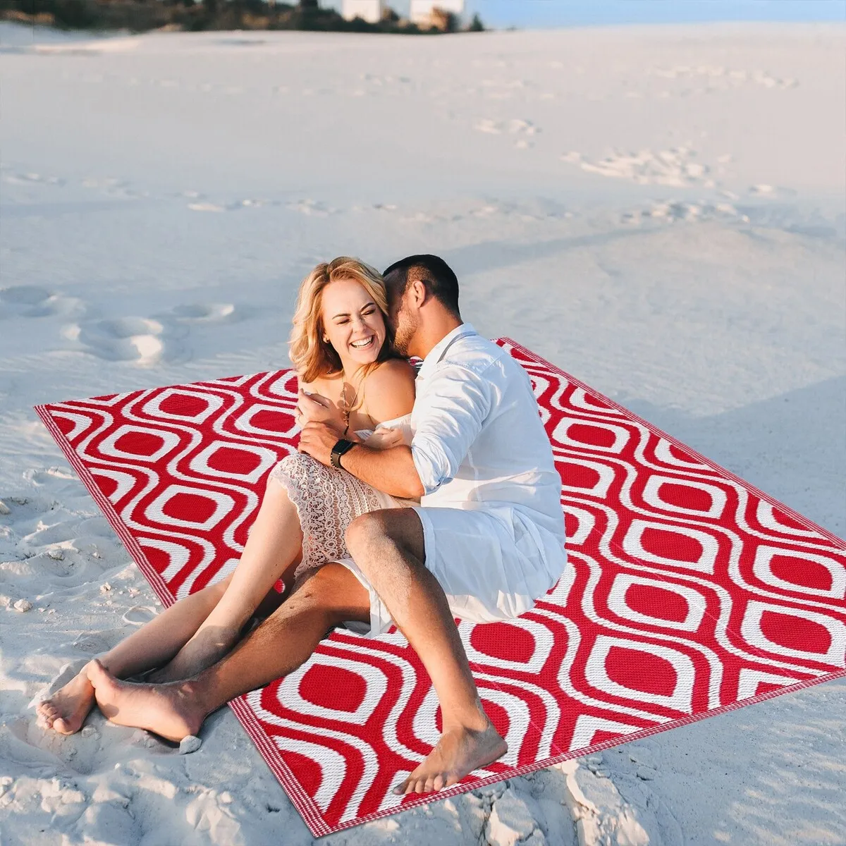 Playa Rug Outdoor Recycled Reversible Plastic Folded Mat/Rug Venice Collection Lightweight & Weather. Water and UV Resistant