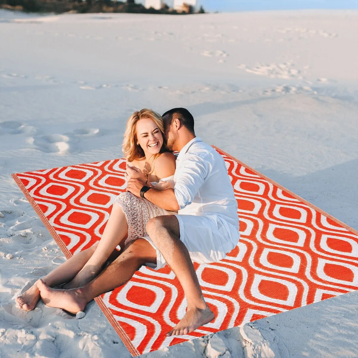Playa Rug Outdoor Recycled Reversible Plastic Folded Mat/Rug Venice Collection Lightweight & Weather. Water and UV Resistant