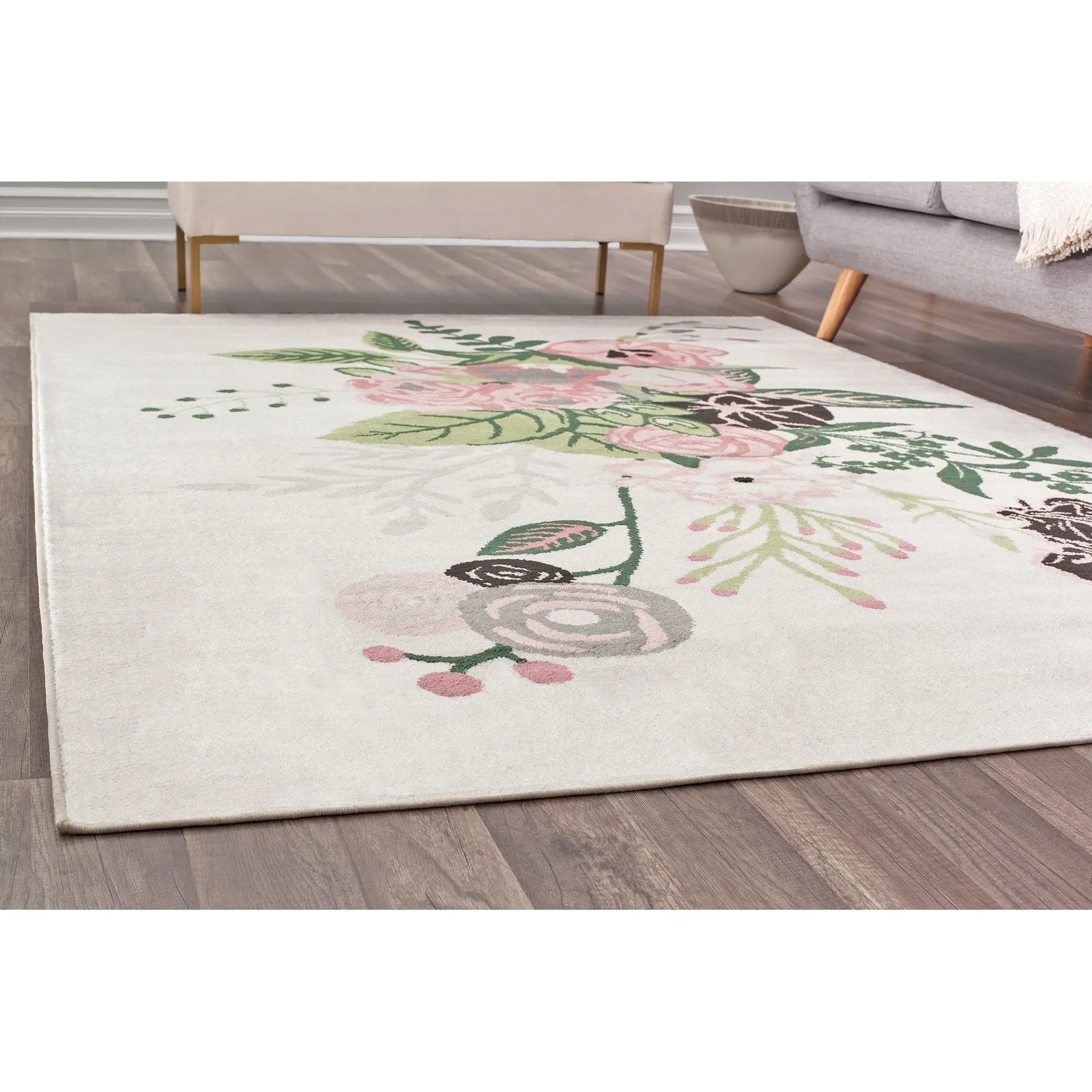 Porch & Den Cady Ivory Floral Area Rug