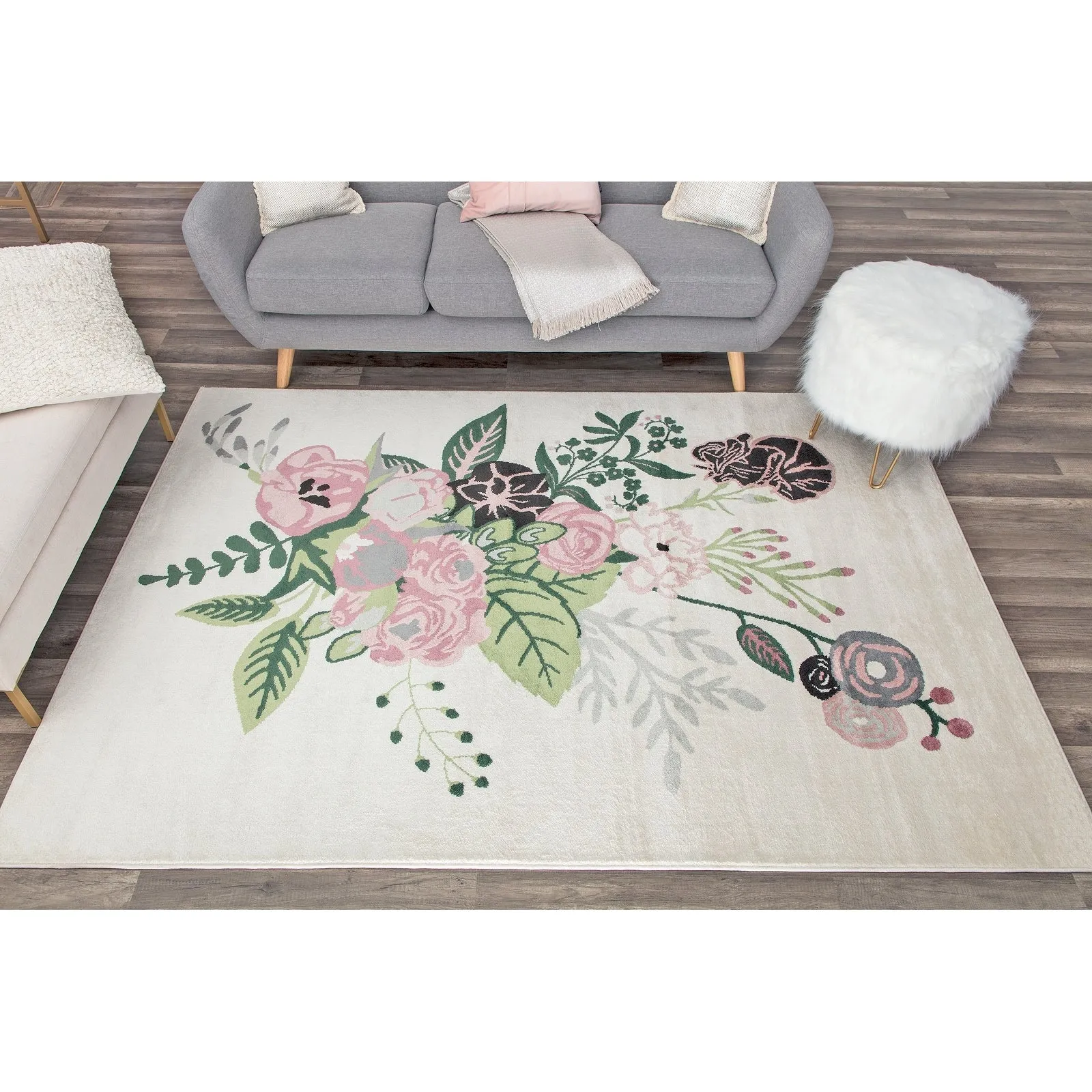 Porch & Den Cady Ivory Floral Area Rug