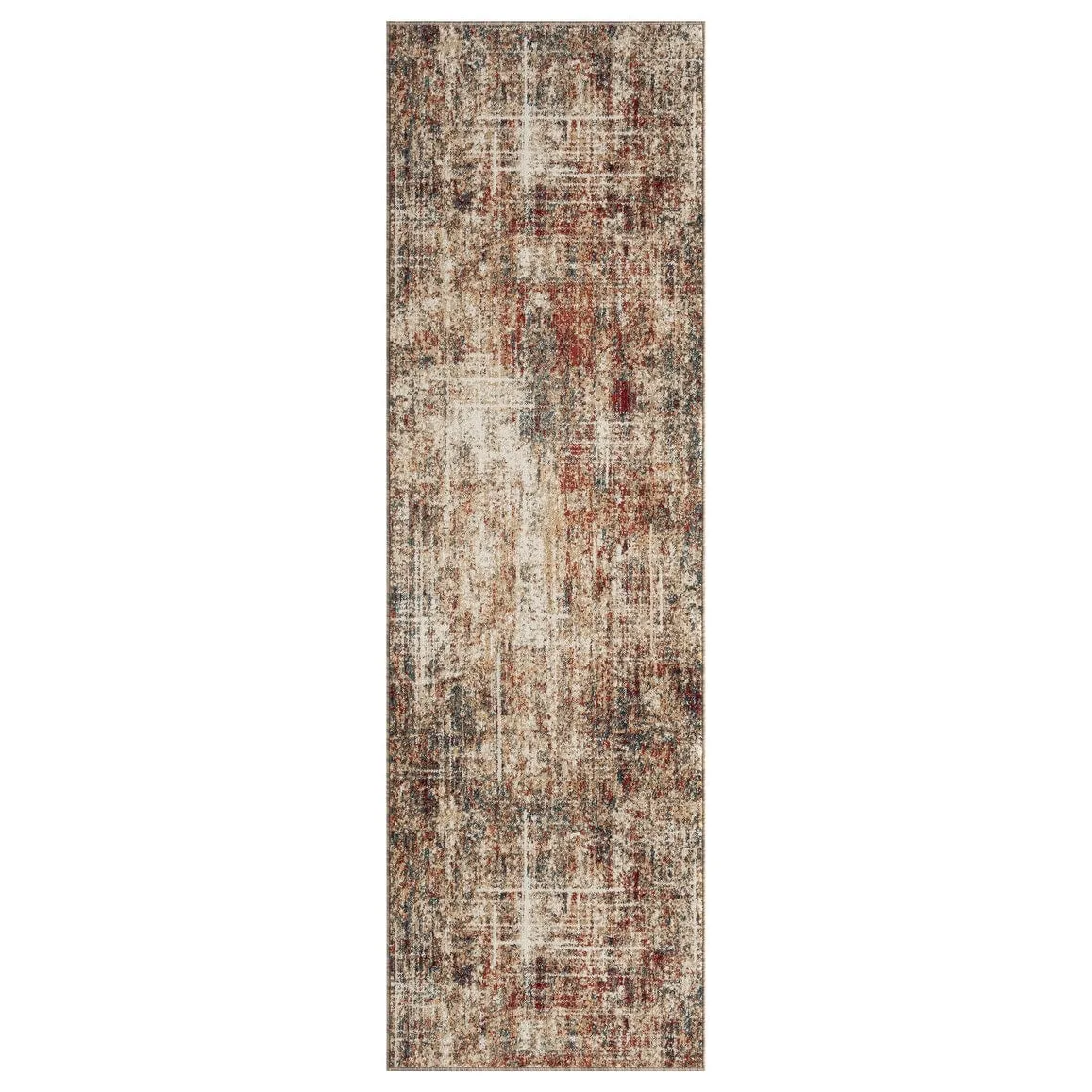 Porch & Den Delta Distressed Ivory / Crimson Abstract Area Rug