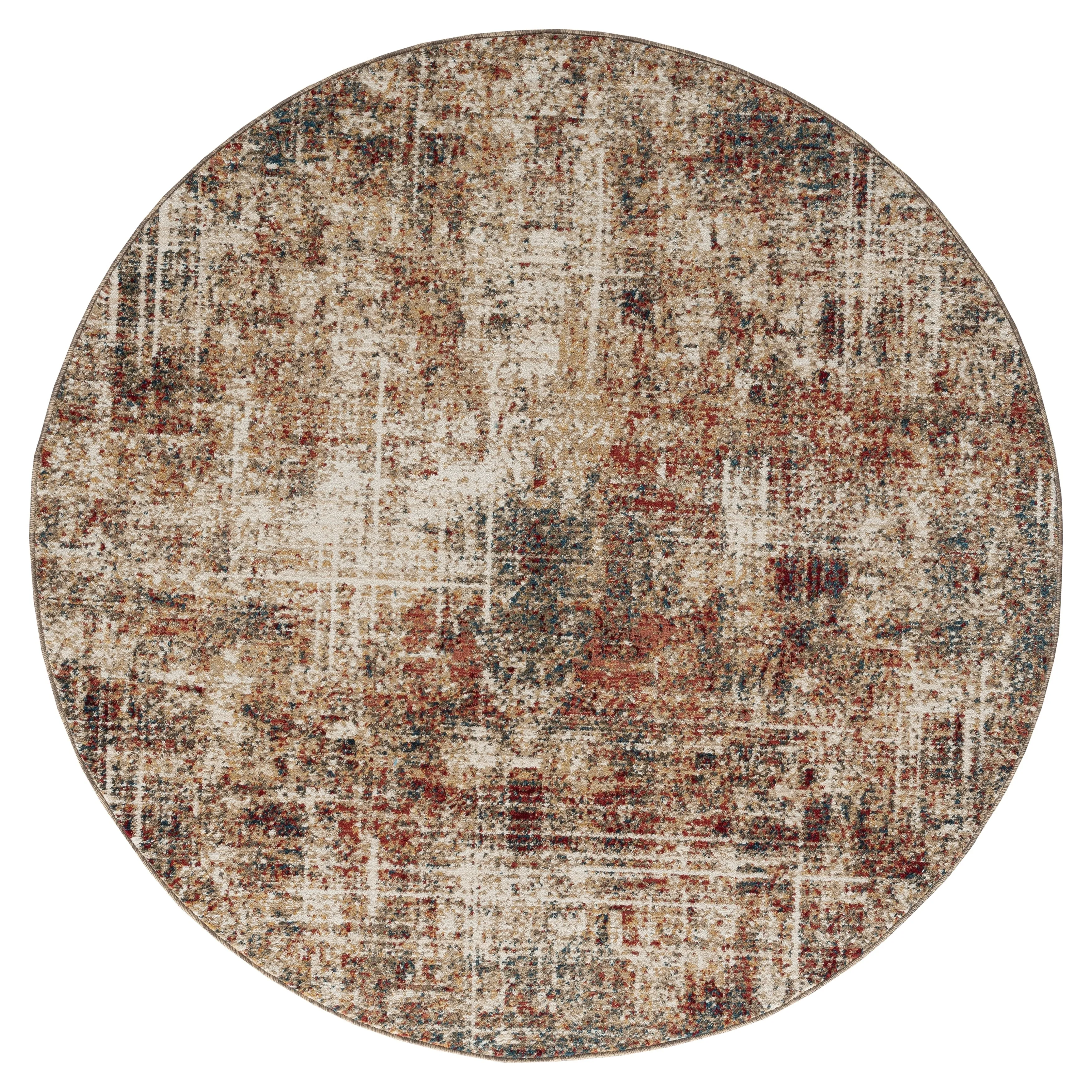 Porch & Den Delta Distressed Ivory / Crimson Abstract Area Rug
