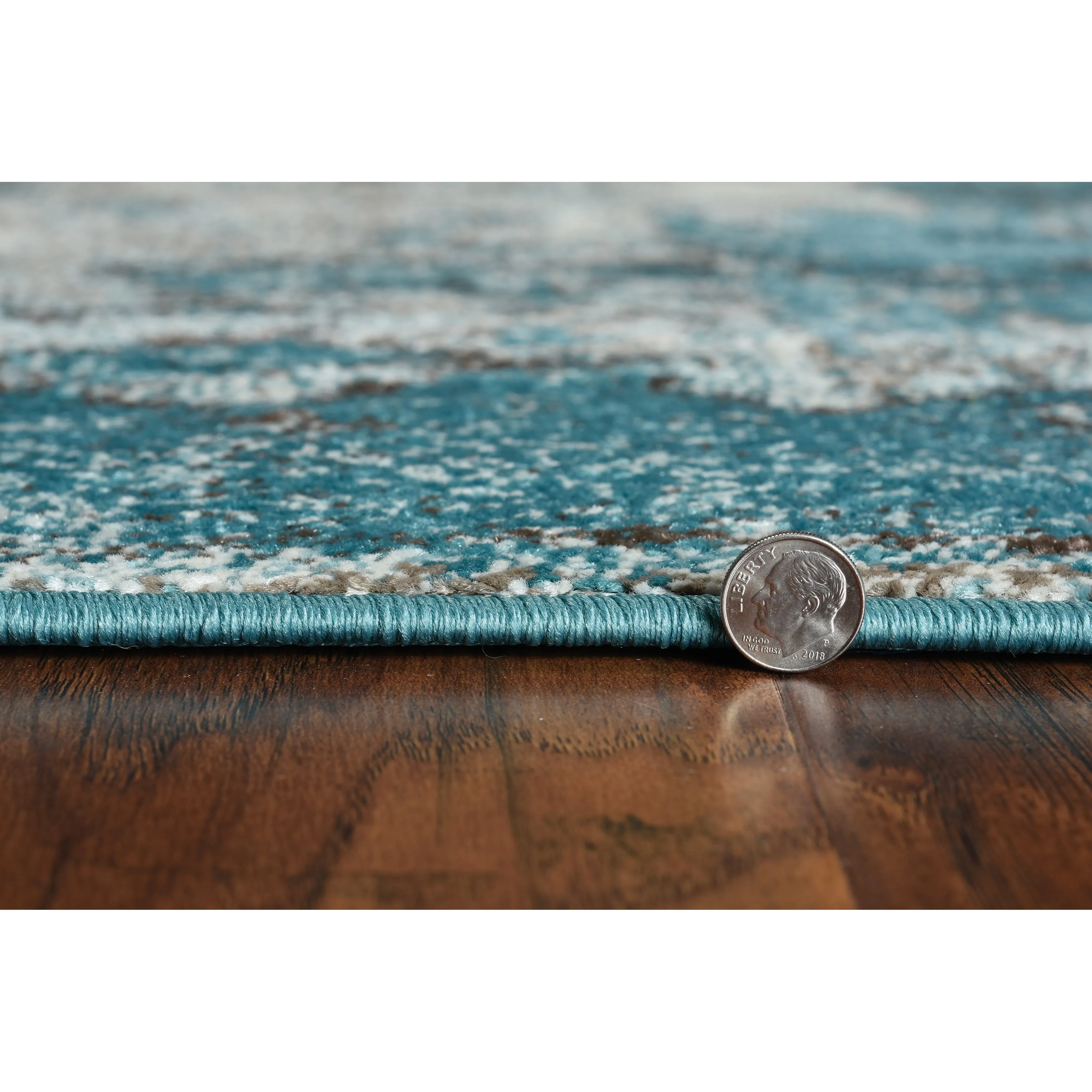 Porch & Den Golse Ivory/ Teal Abstract Marble Area Rug