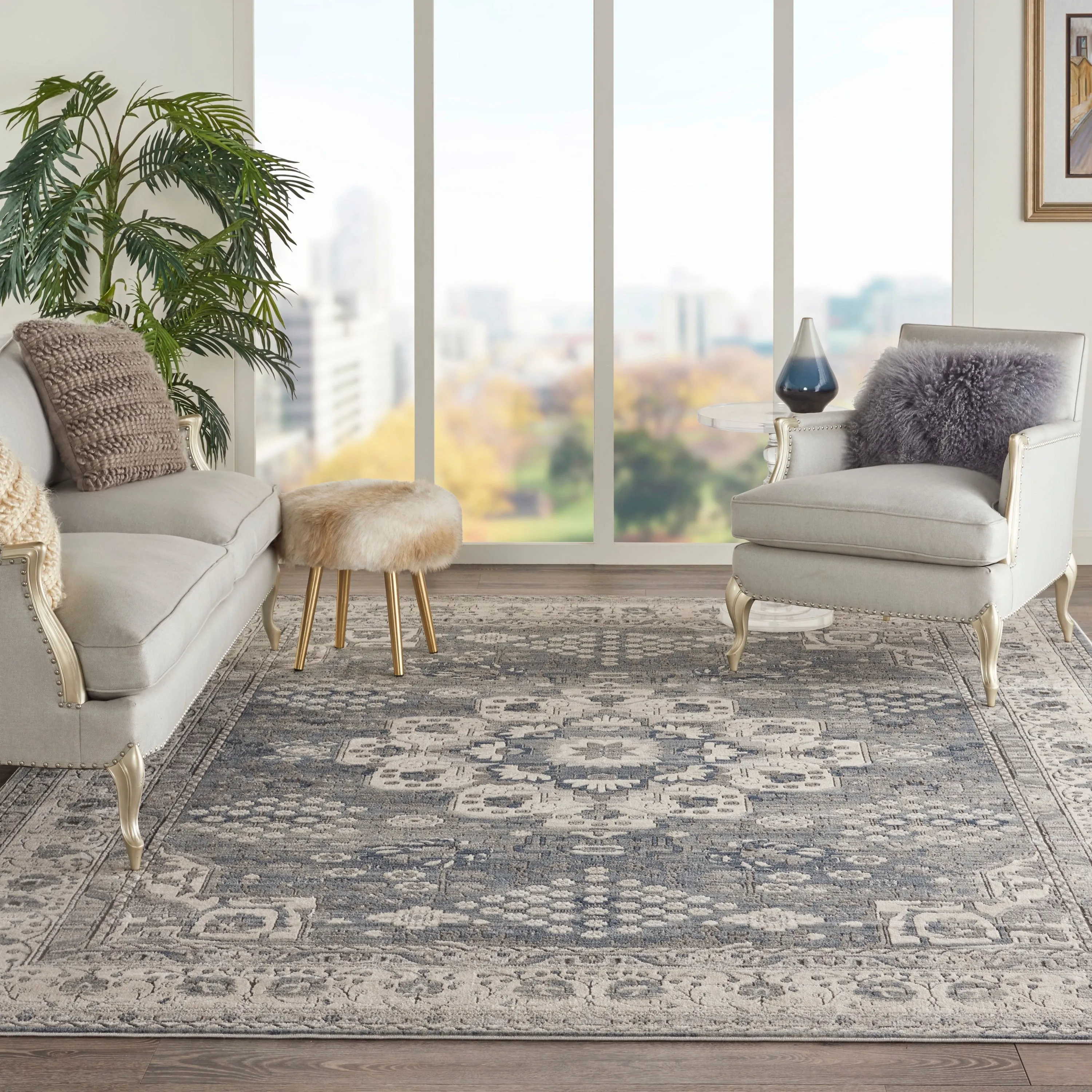 Porch & Den Traditional Bordered Medallion Area Rug