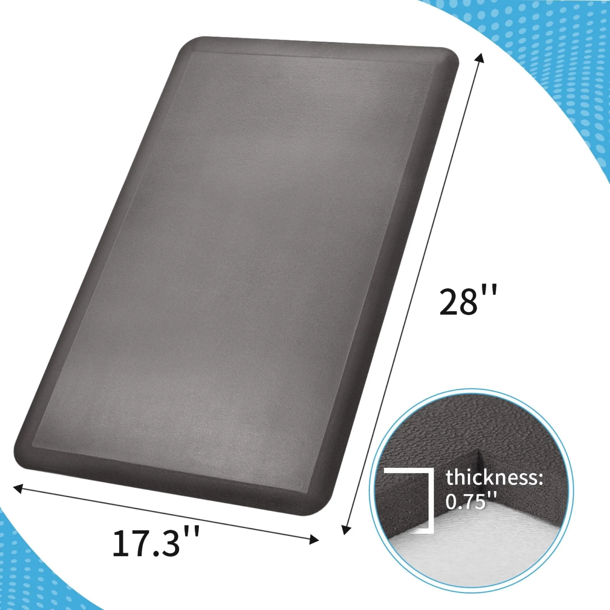 Premium Anti-Fatigue Comfort Mat. Thick. Non-Slip & All-Purpose Comfort - for Kitchen. Office Standing Desk