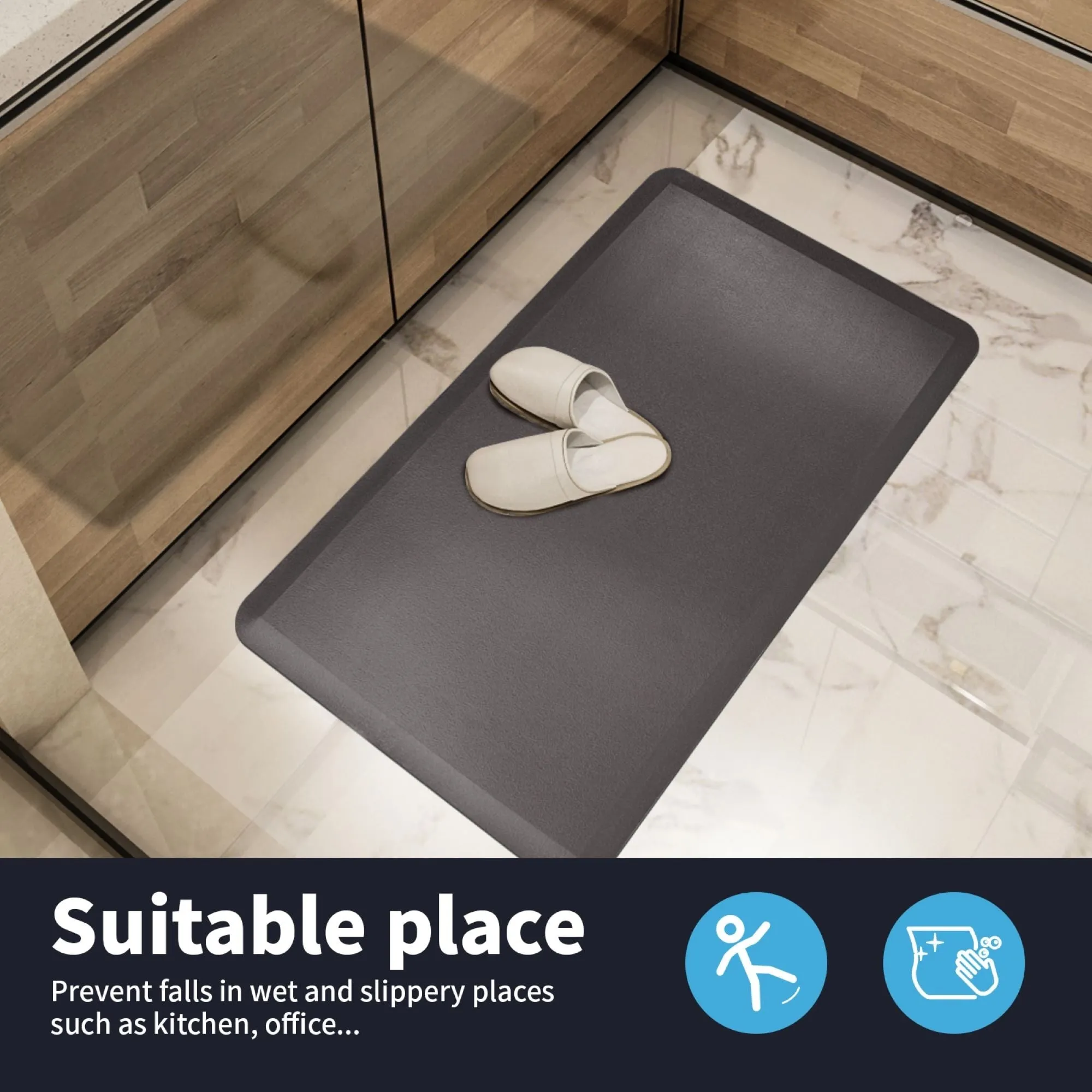 Premium Anti-Fatigue Comfort Mat. Thick. Non-Slip & All-Purpose Comfort - for Kitchen. Office Standing Desk