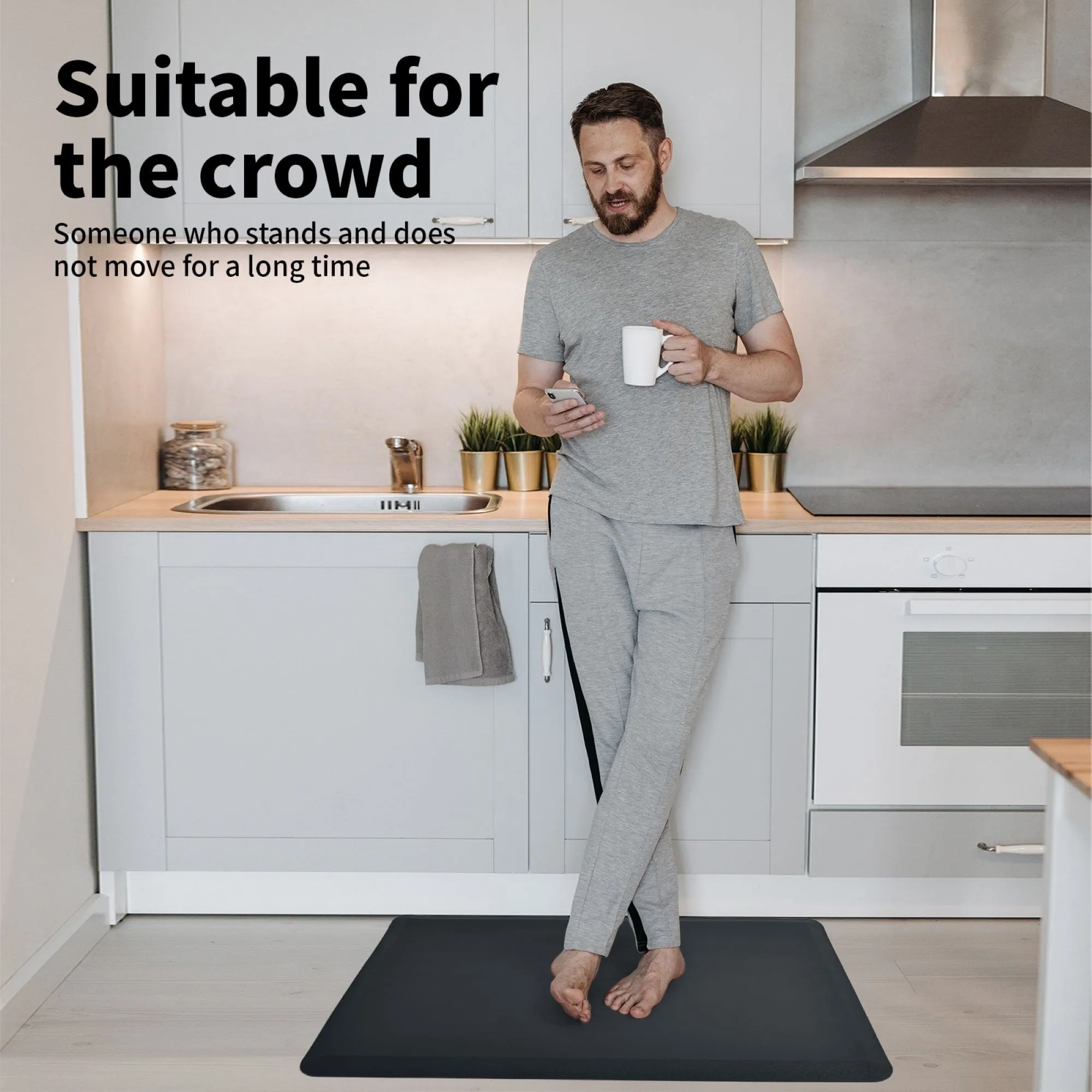 Premium Anti-Fatigue Comfort Mat. Thick. Non-Slip & All-Purpose Comfort - for Kitchen. Office Standing Desk