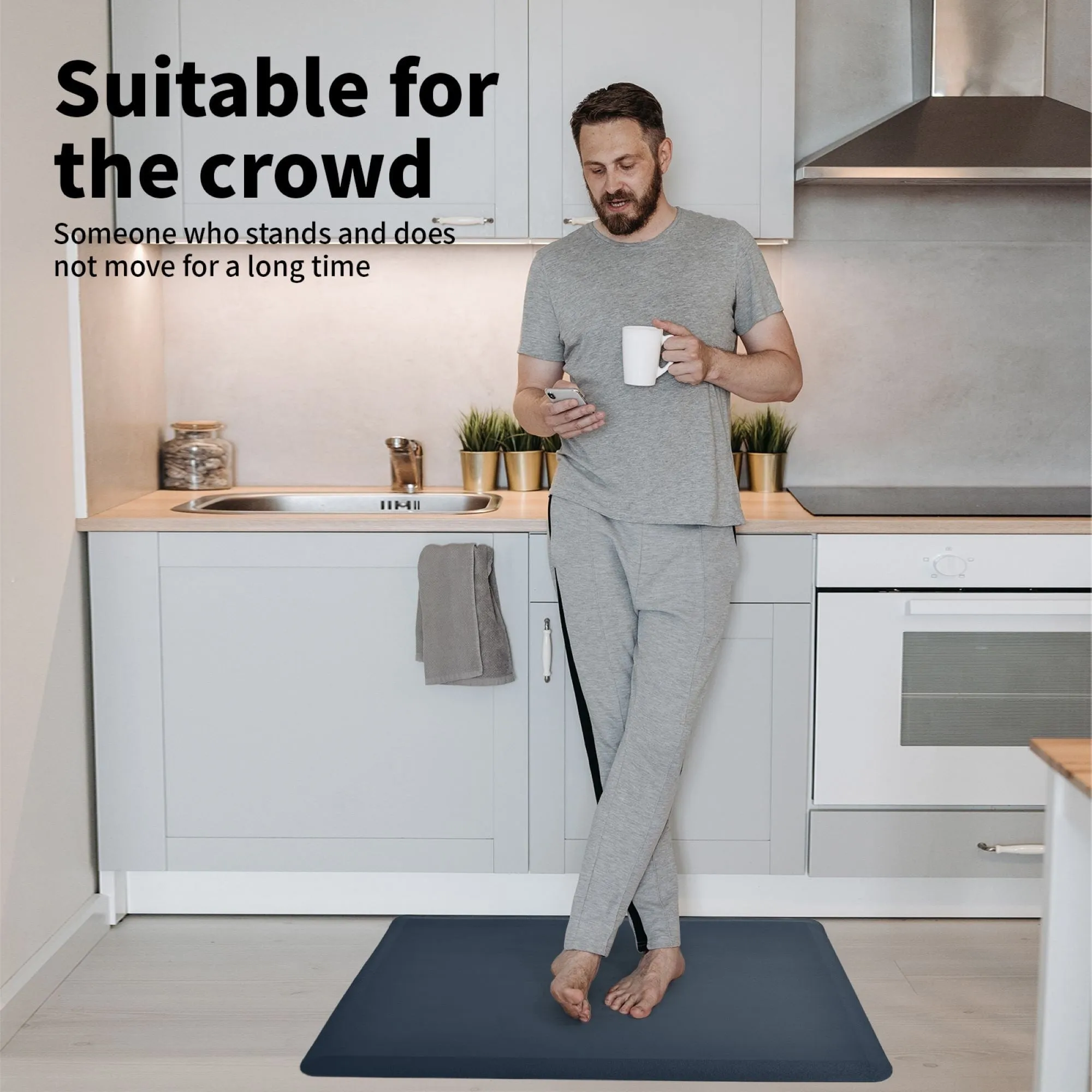 Premium Anti-Fatigue Comfort Mat. Thick. Non-Slip & All-Purpose Comfort - for Kitchen. Office Standing Desk