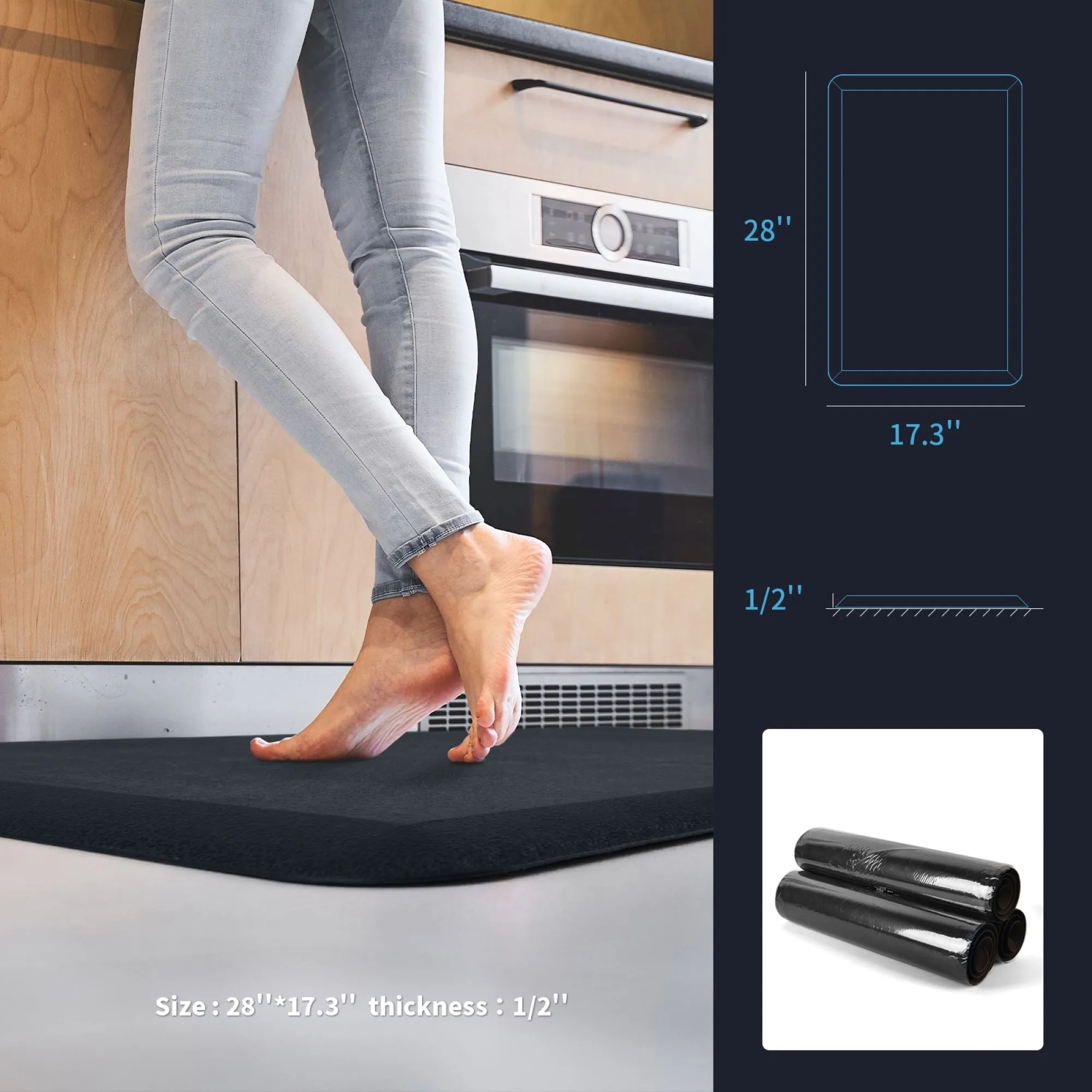 Premium Anti-Fatigue Comfort Mat. Thick. Non-Slip & All-Purpose Comfort - for Kitchen. Office Standing Desk