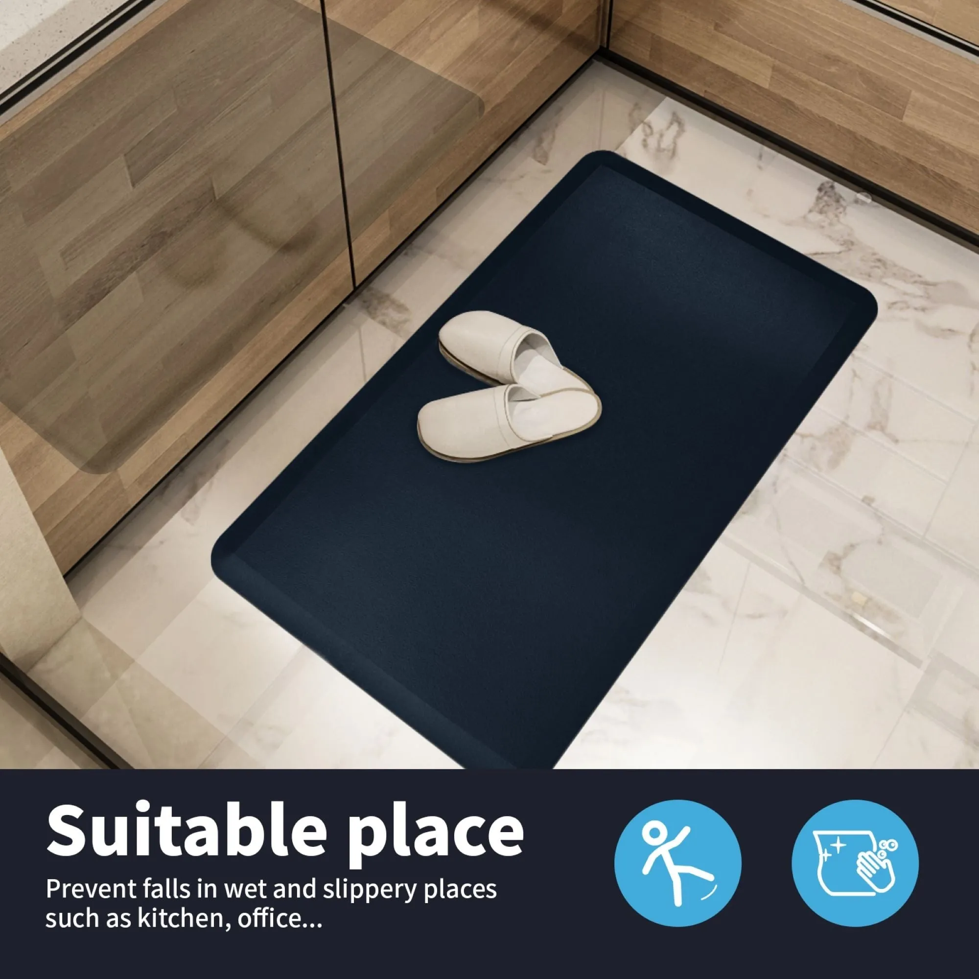 Premium Anti-Fatigue Comfort Mat. Thick. Non-Slip & All-Purpose Comfort - for Kitchen. Office Standing Desk