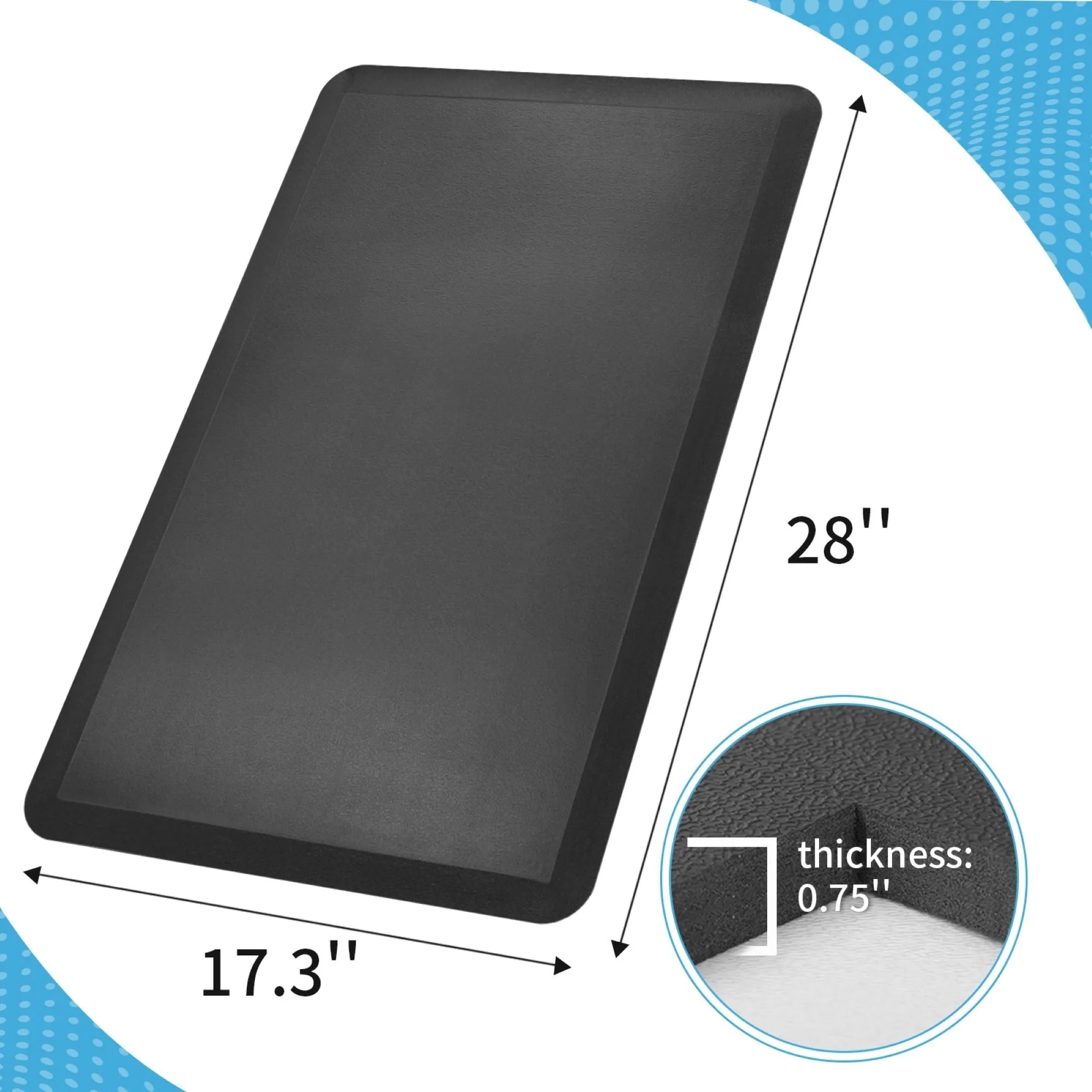 Premium Anti-Fatigue Comfort Mat. Thick. Non-Slip & All-Purpose Comfort - for Kitchen. Office Standing Desk