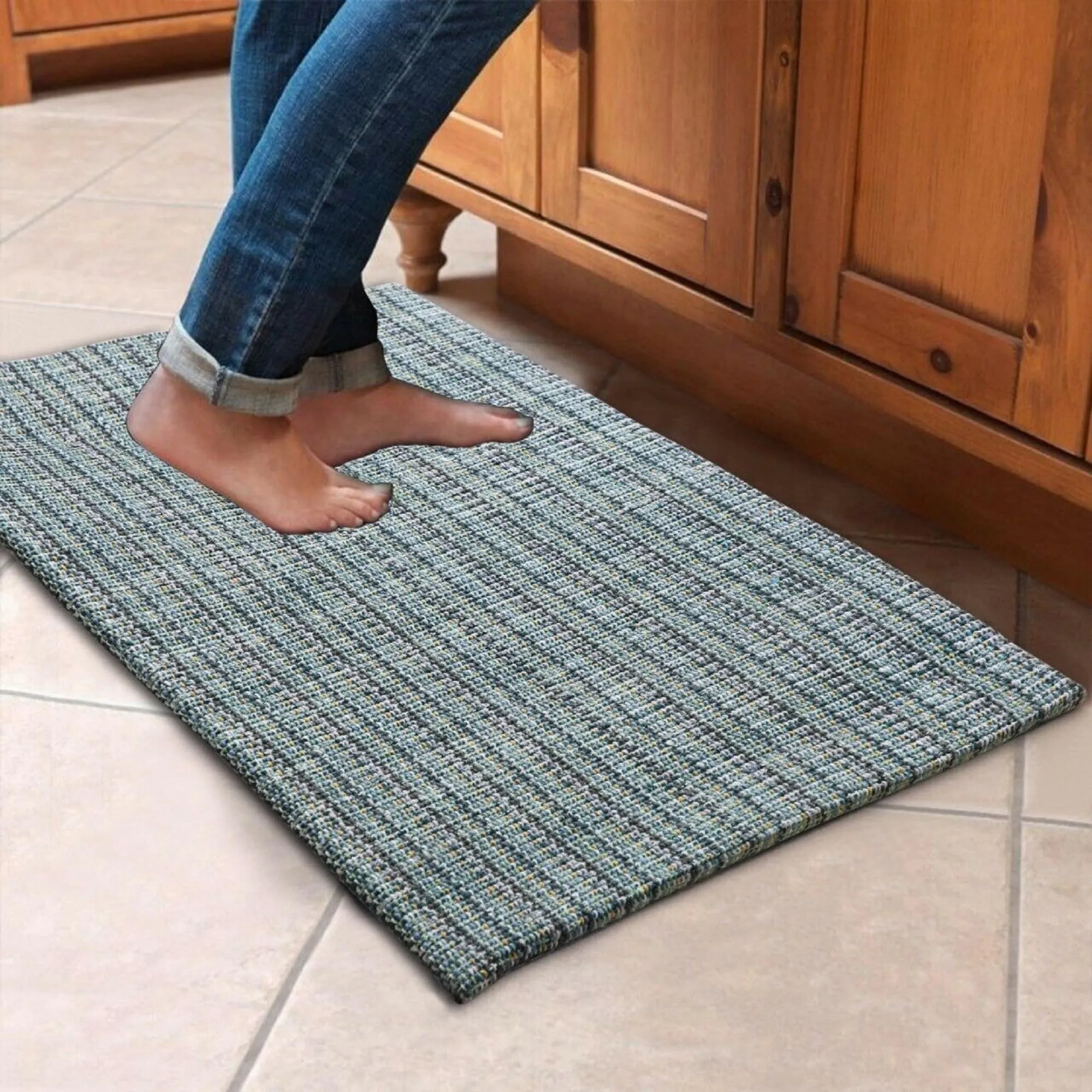 Revitalize Your Kitchen with Comfort and Style! Woven Cotton Anti-Fatigue Mat - 18x30 Inches
