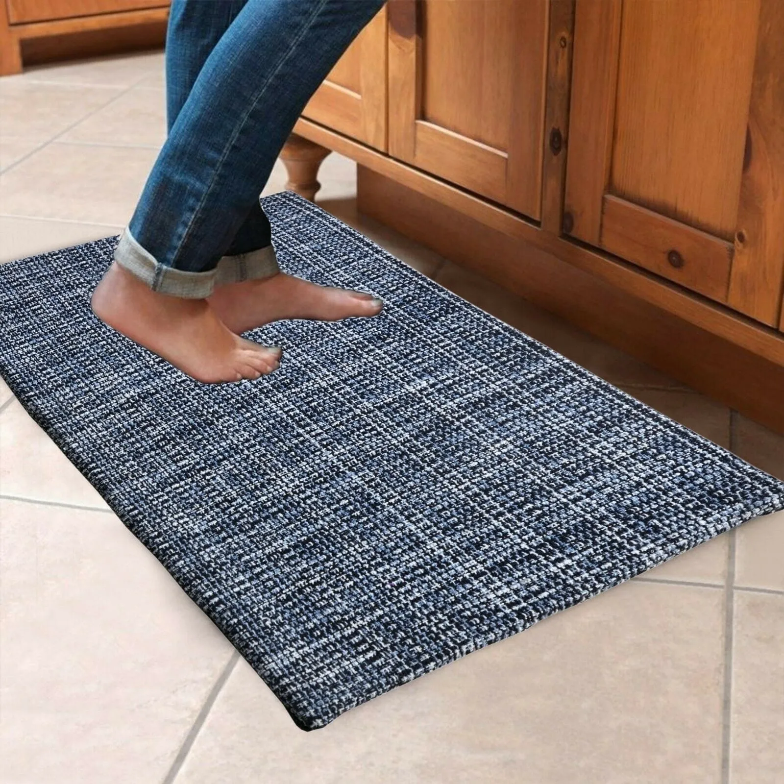 Revitalize Your Kitchen with Comfort and Style! Woven Cotton Anti-Fatigue Mat - 18x30 Inches