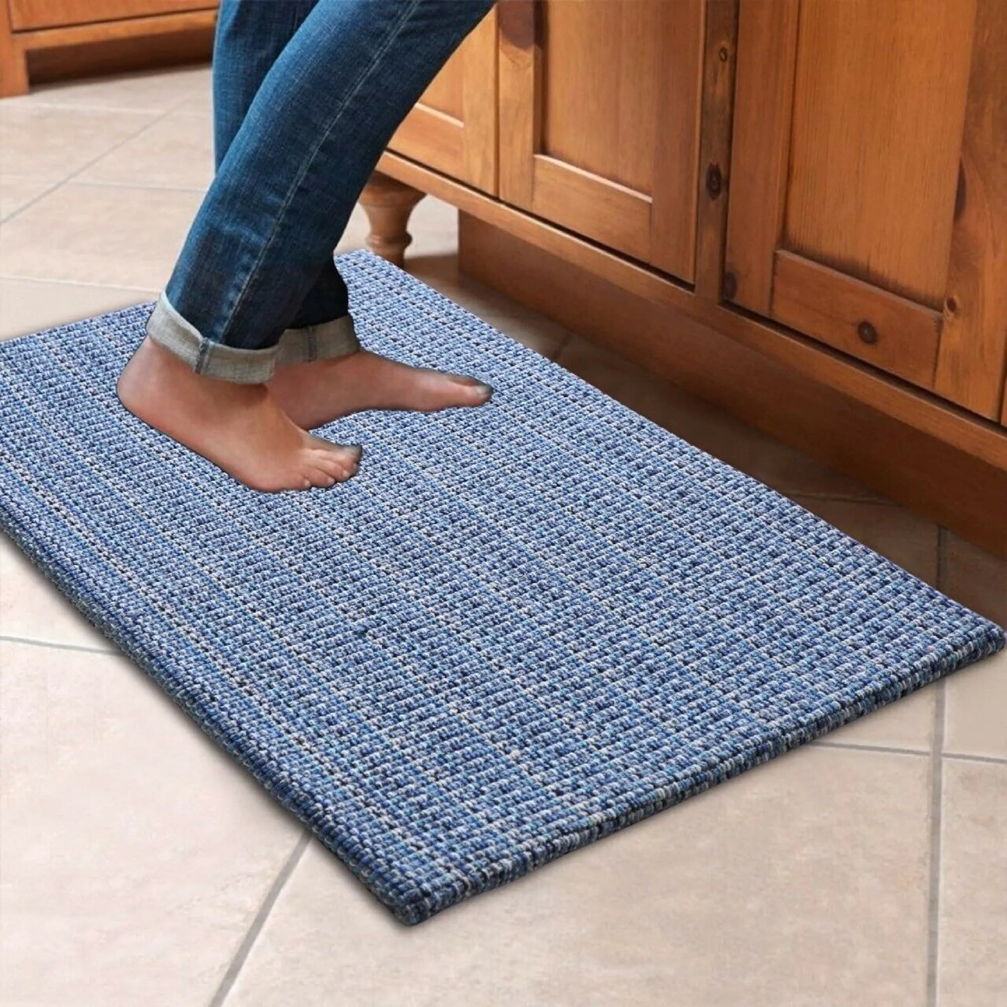 Revitalize Your Kitchen with Comfort and Style! Woven Cotton Anti-Fatigue Mat - 18x30 Inches