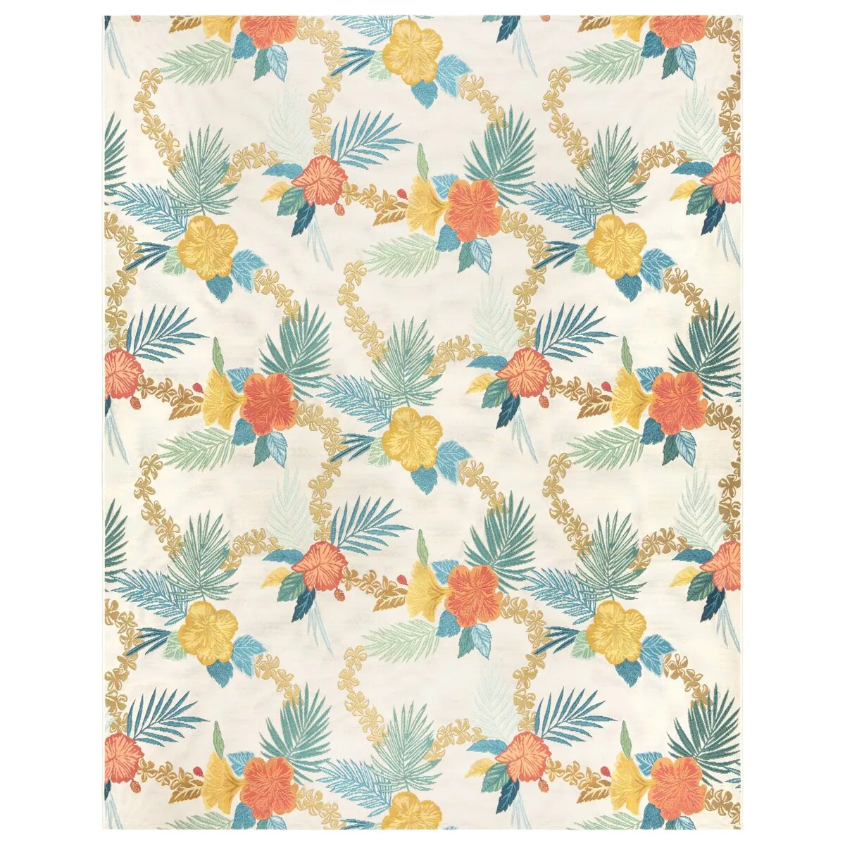 Reyn Spooner Fresco Laka Ivory/Blue/Yellow Floral Lei Flatweave Indoor/ Outdoor Area Rug