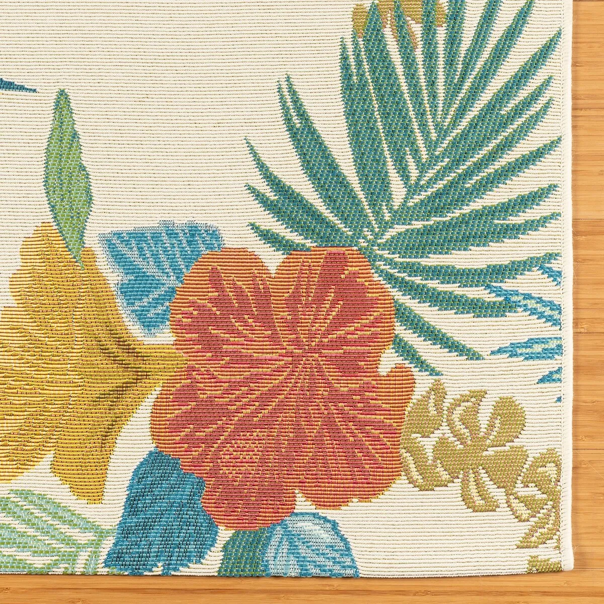 Reyn Spooner Fresco Laka Ivory/Blue/Yellow Floral Lei Flatweave Indoor/ Outdoor Area Rug