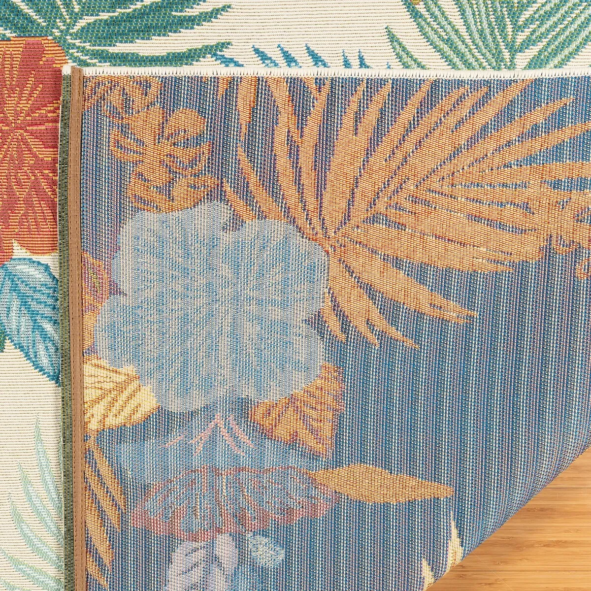 Reyn Spooner Fresco Laka Ivory/Blue/Yellow Floral Lei Flatweave Indoor/ Outdoor Area Rug