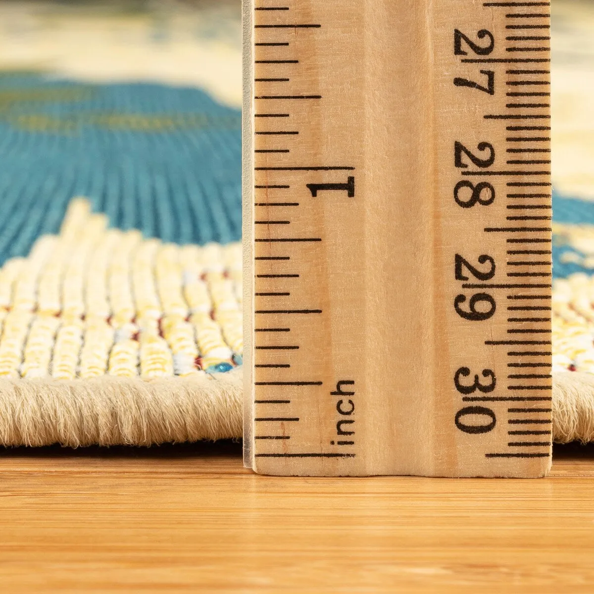 Reyn Spooner Fresco Lanai Beige/Blue Tropical Island Volcano Flatweave Indoor/ Outdoor Area Rug