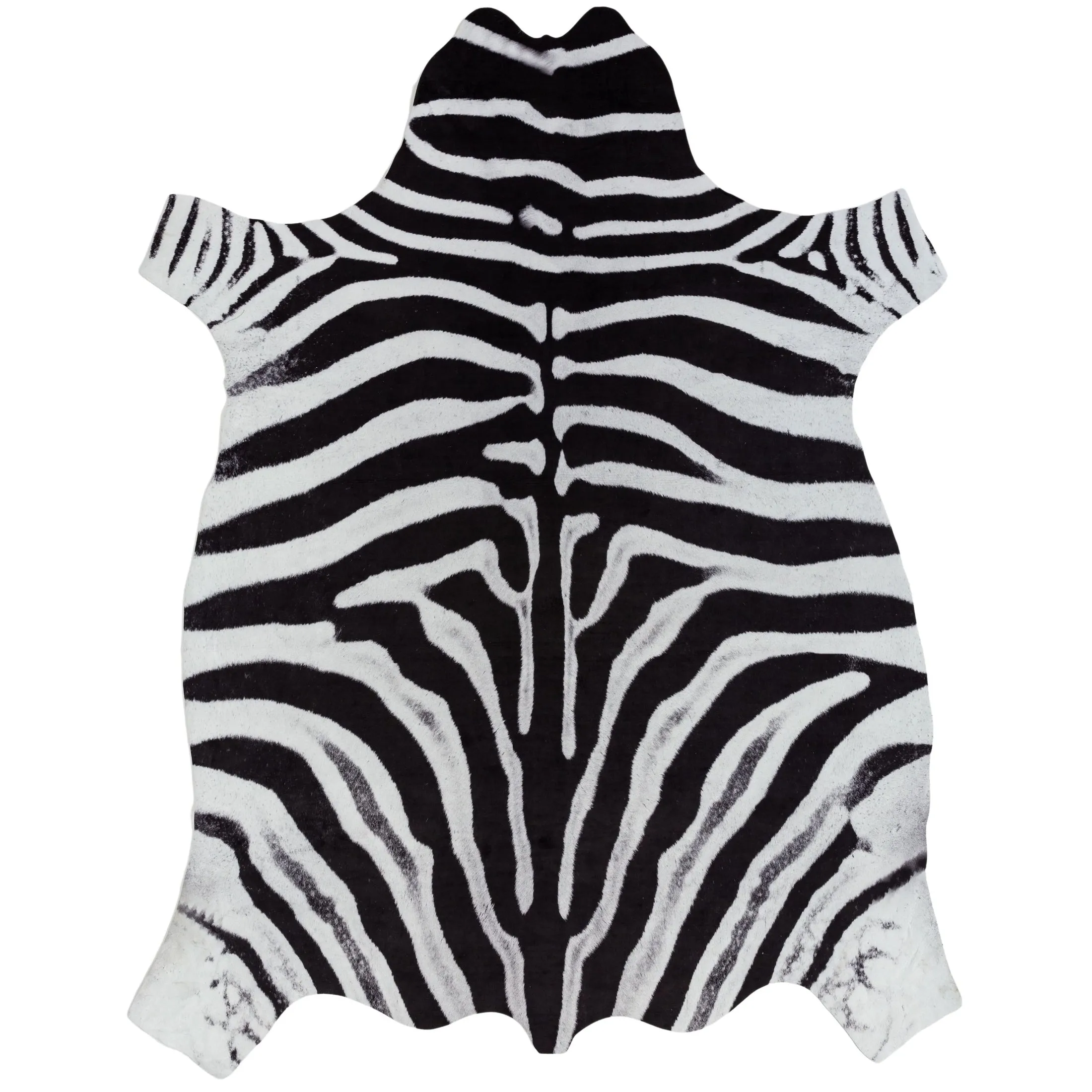 Rio Collection Black/White Faux Zebra Hide Printed Rug