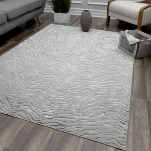 Rugs America Natura Gray Tiger Silver Shine Area Rug