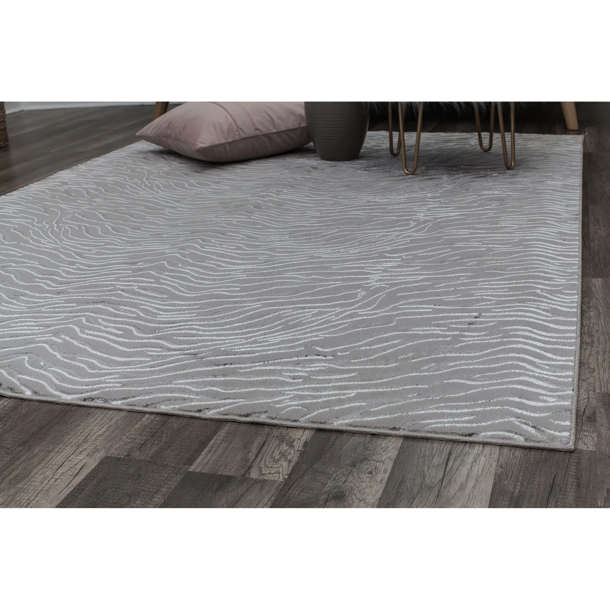 Rugs America Natura Gray Tiger Silver Shine Area Rug