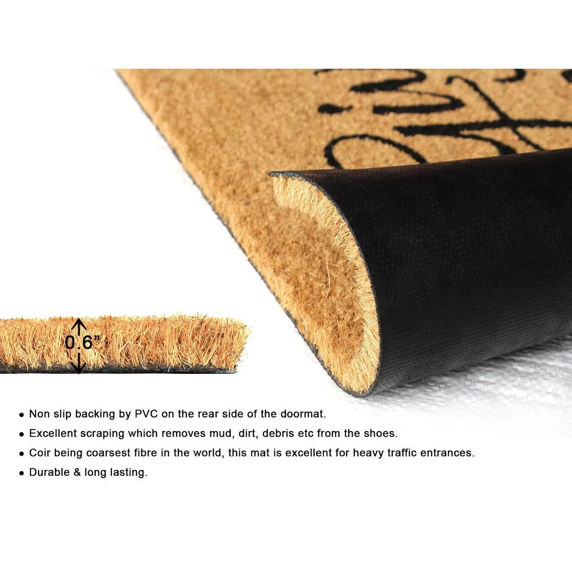 RugSmith Black Machine Tufted Give Thanks Doormat. 18 x 30 - 18 x 30