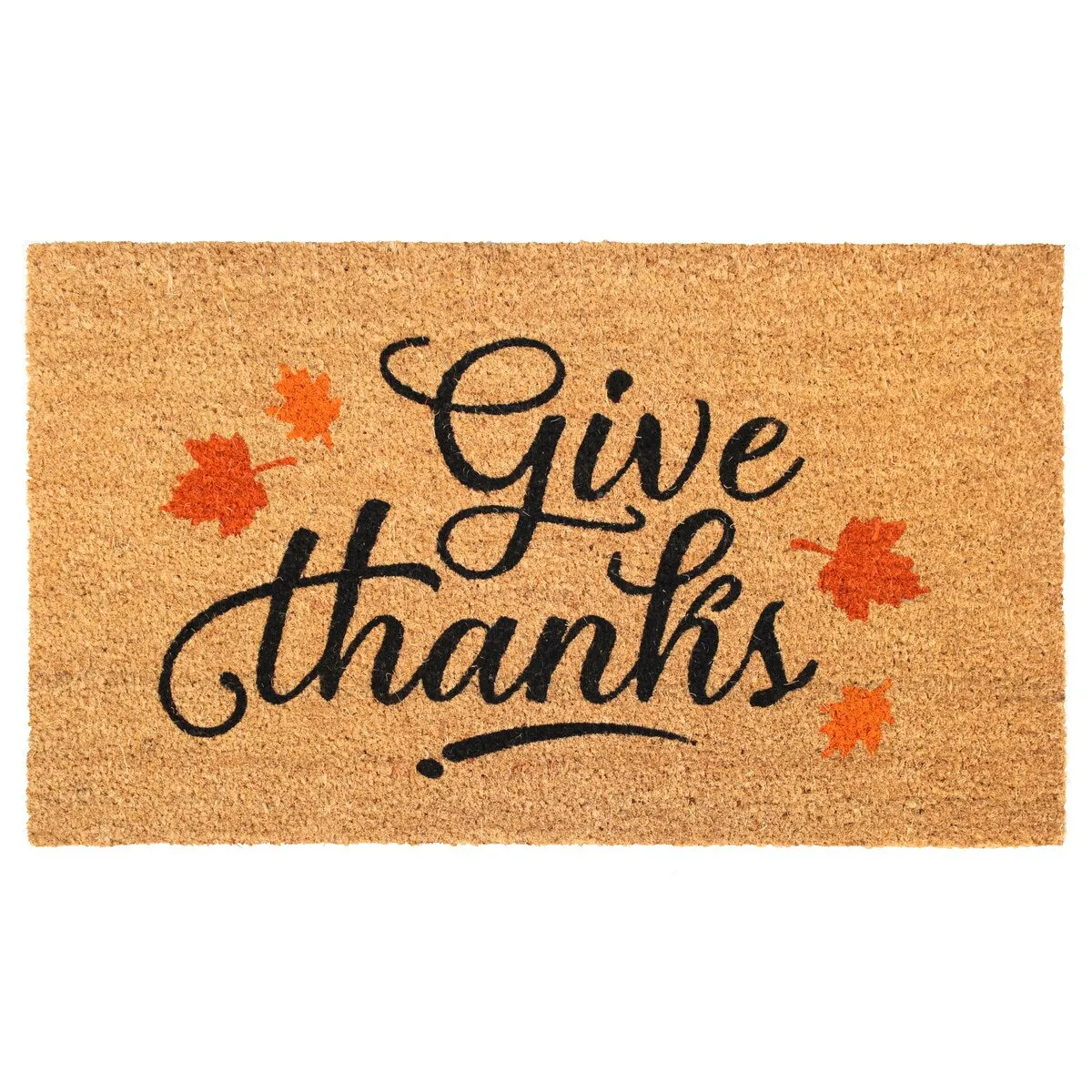 RugSmith Black Machine Tufted Give Thanks Doormat. 18 x 30 - 18 x 30