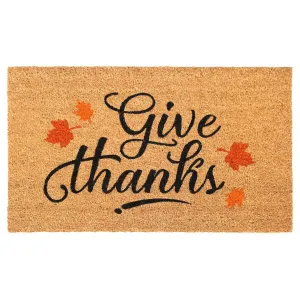 RugSmith Black Machine Tufted Give Thanks Doormat. 18 x 30 - 18 x 30