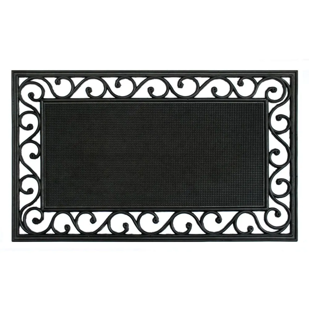 RugSmith Black Moulded Rubber Trellis Edge Doormat. 18 x 30 - 18 x 30