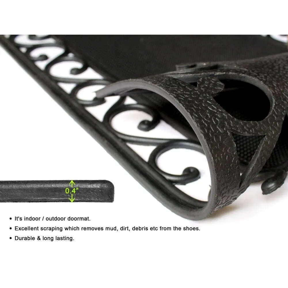 RugSmith Black Moulded Rubber Trellis Edge Doormat. 18 x 30 - 18 x 30