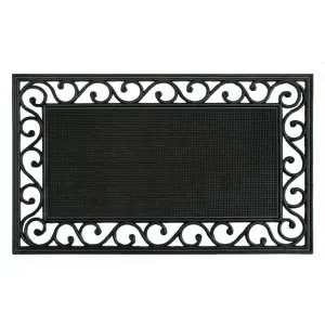 RugSmith Black Moulded Rubber Trellis Edge Doormat. 18 x 30 - 18 x 30