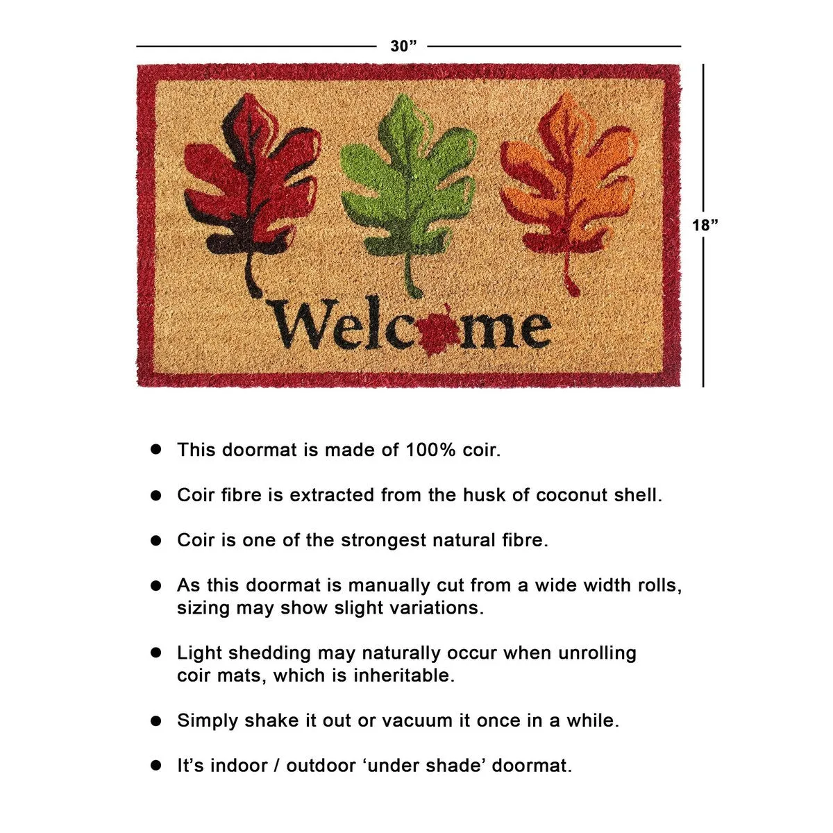 RugSmith Multi Machine Tufted Welcome Fall Leaves Doormat. 18 x 30 - 18 x 30