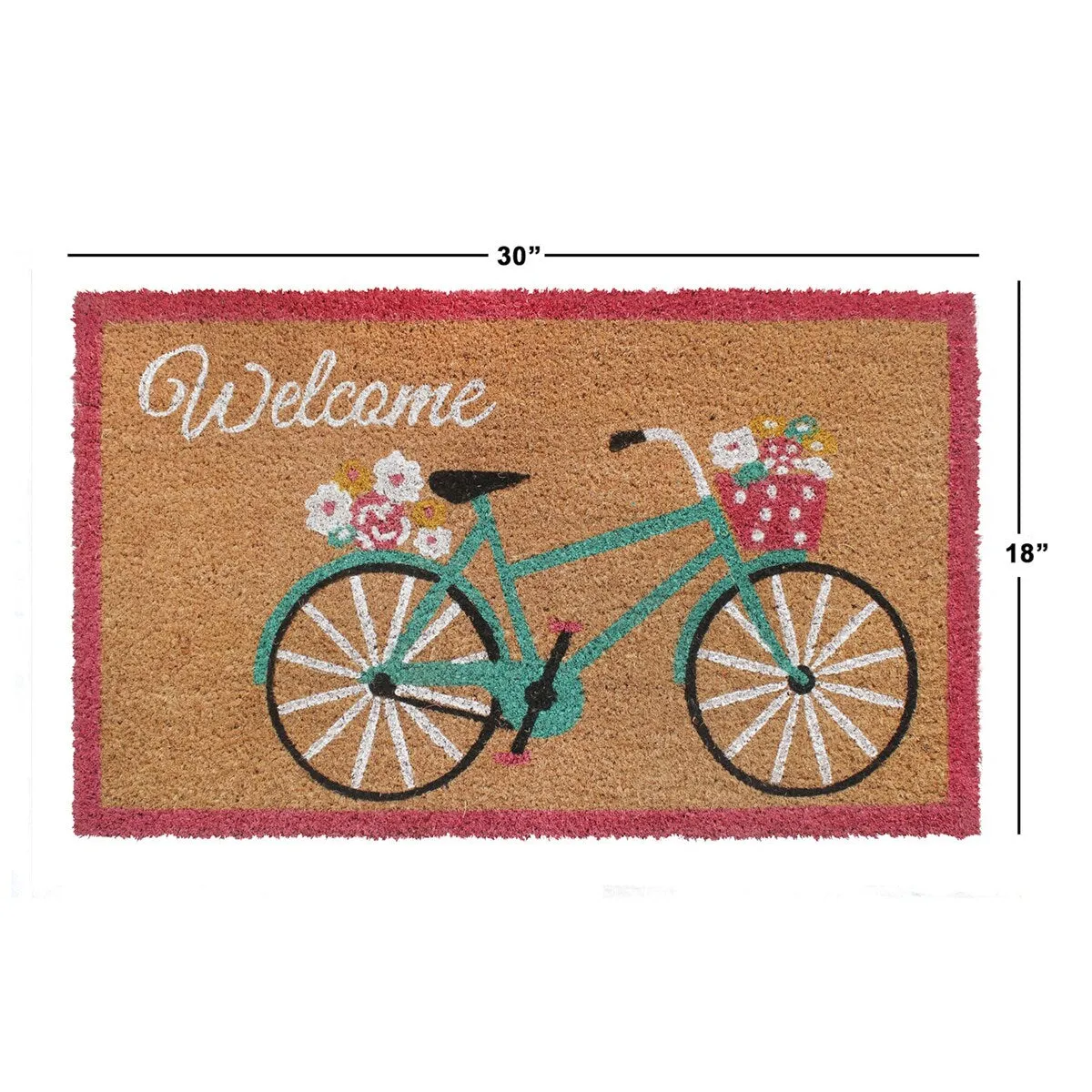 RugSmith Multi Machine Tufted Welcome Teal Cycle Doormat. 18x30