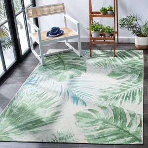 SAFAVIEH Barbados Nairne Tropical Indoor/ Outdoor Waterproof Patio Backyard Rug - Green/Teal - 6'6 x 9'4