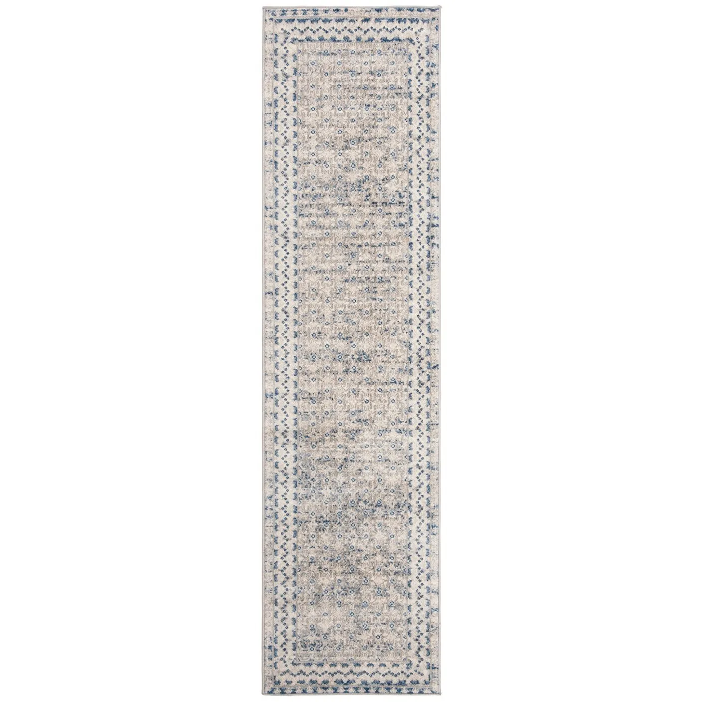 SAFAVIEH Brentwood Gusta Traditional Oriental Rug - Light Grey/Blue - 2' x 14'