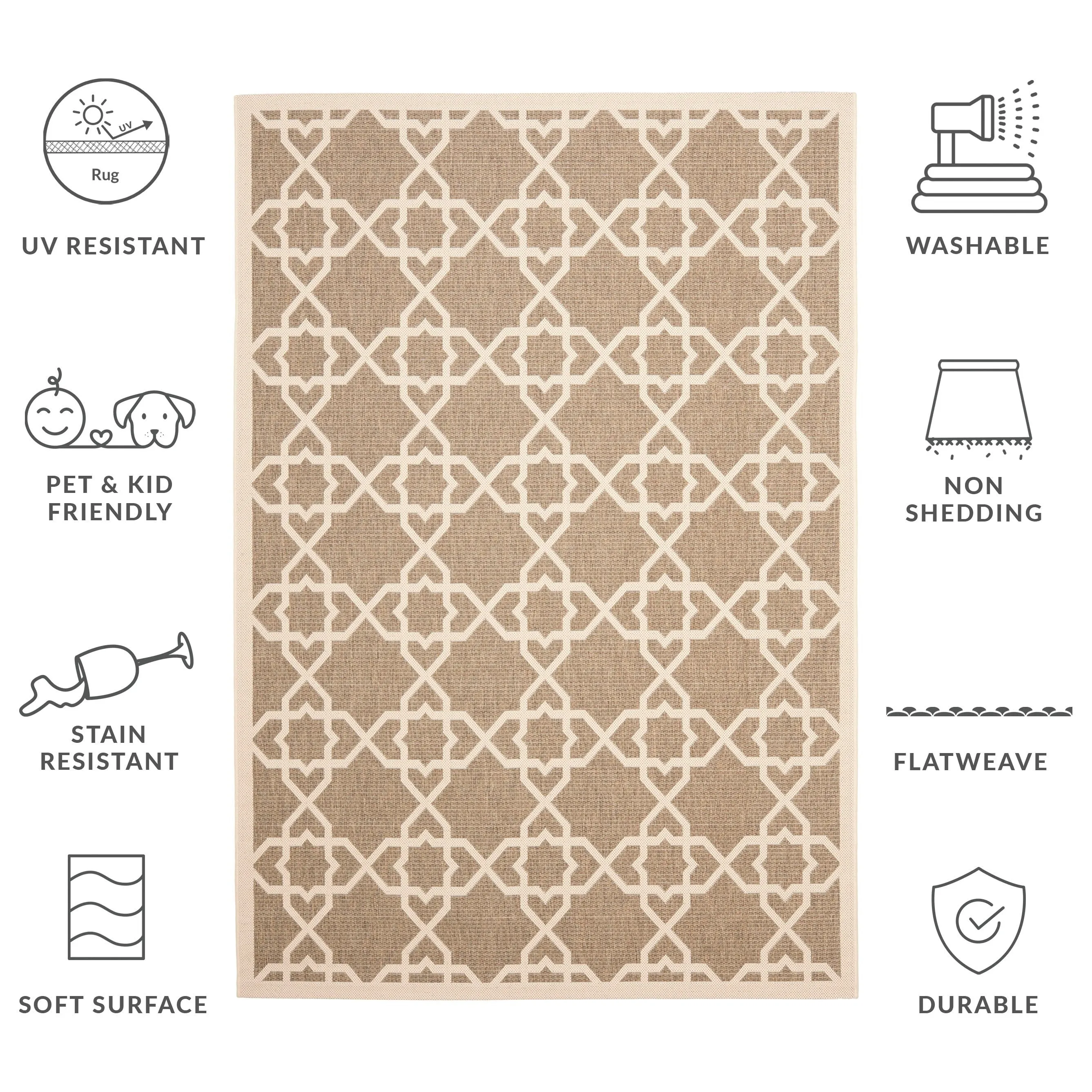 SAFAVIEH Courtyard Hanifa Trellis Indoor/ Outdoor Waterproof Patio Backyard Rug