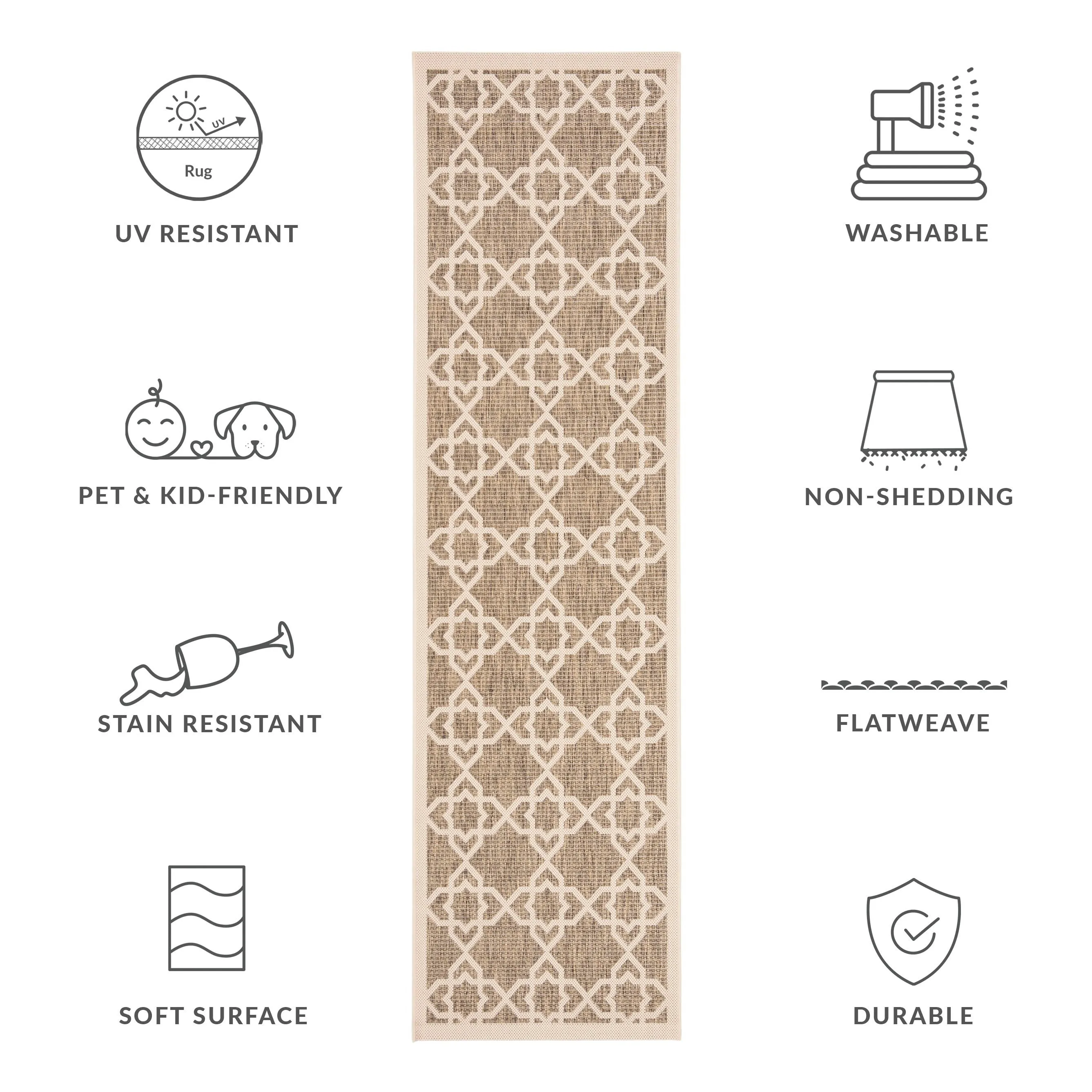 SAFAVIEH Courtyard Hanifa Trellis Indoor/ Outdoor Waterproof Patio Backyard Rug