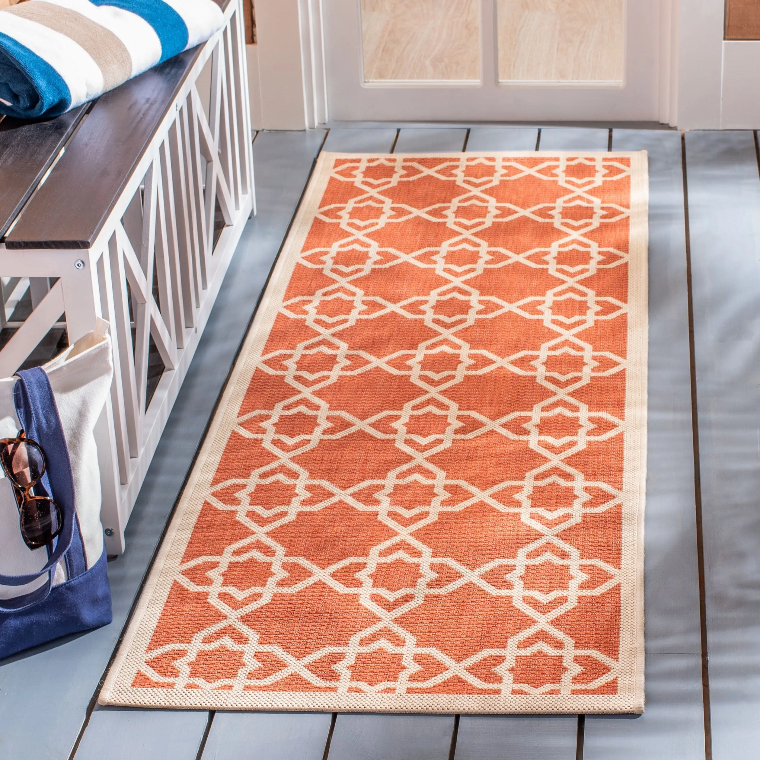 SAFAVIEH Courtyard Hanifa Trellis Indoor/ Outdoor Waterproof Patio Backyard Rug